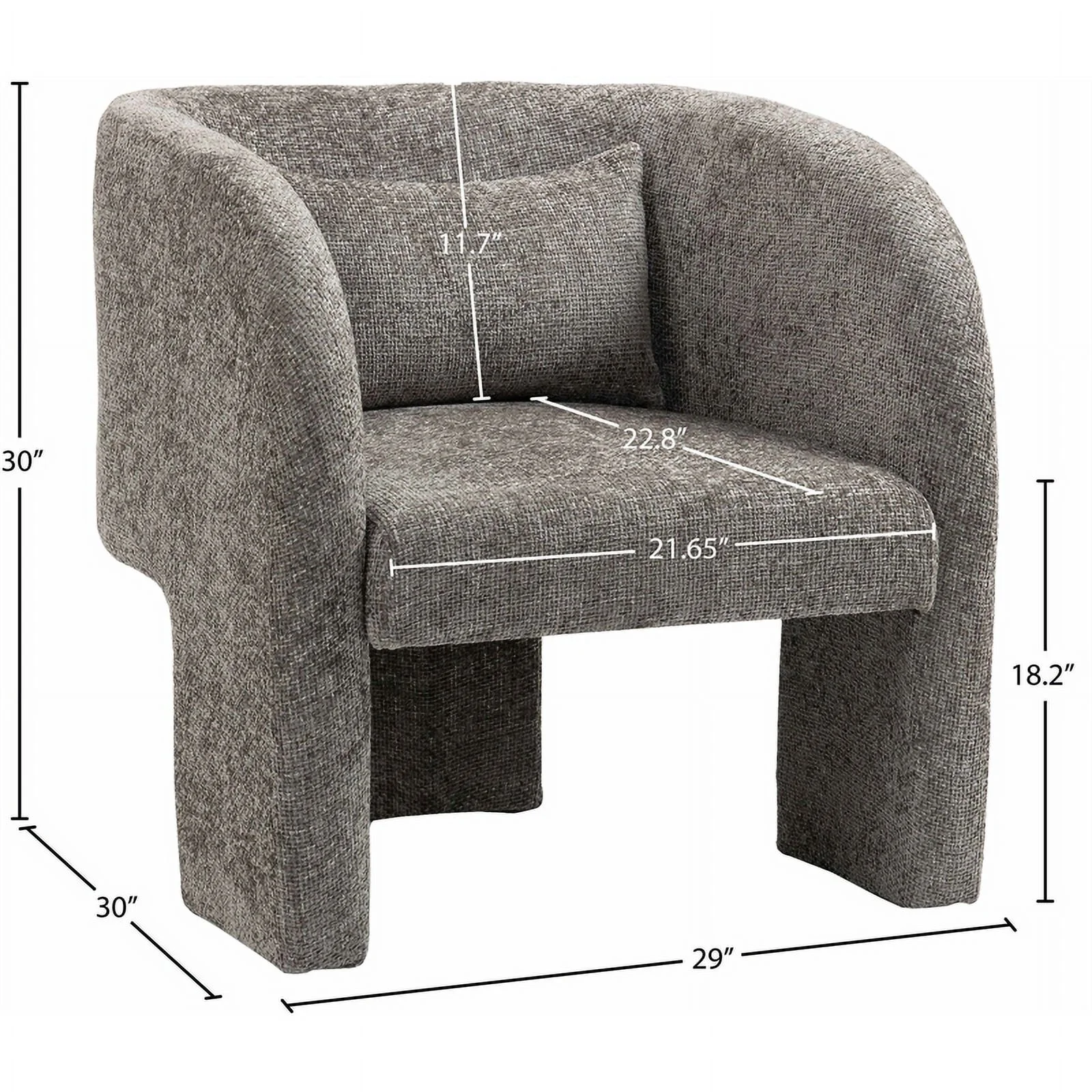Meridian Furniture Sawyer Grey Chenille Fabric Accent Chair
