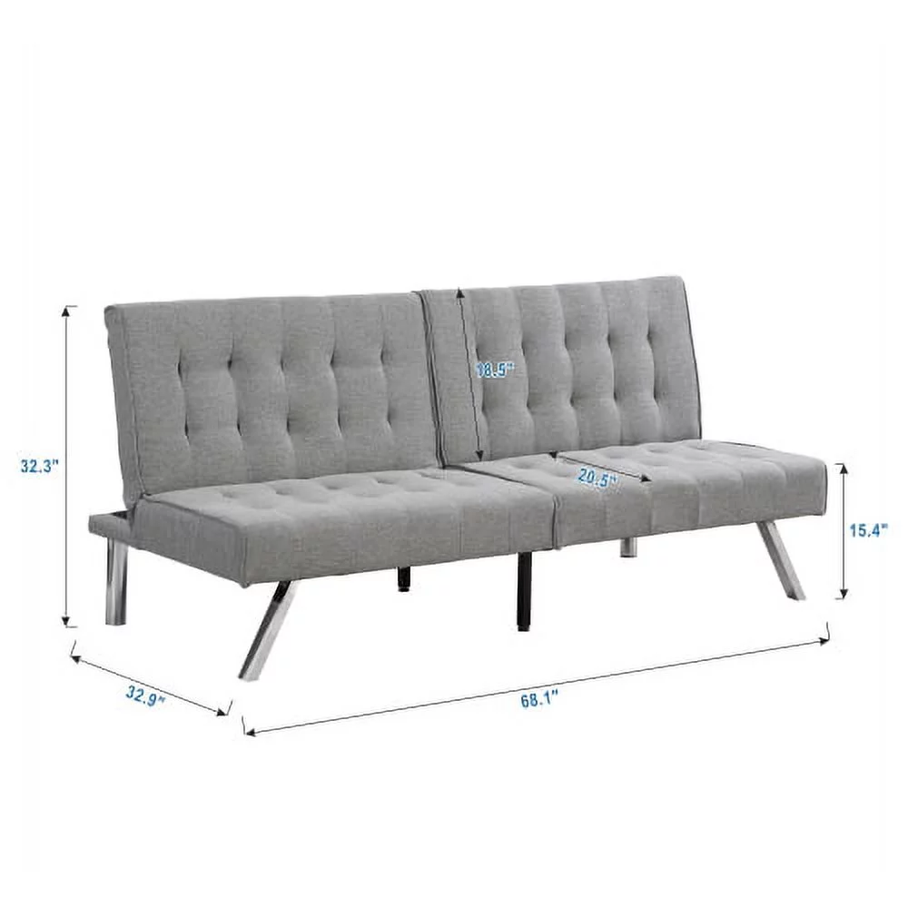 DremFaryoyo WOOD FRAME  STAINLESS LEG  FUTON  SOFA BED GREY