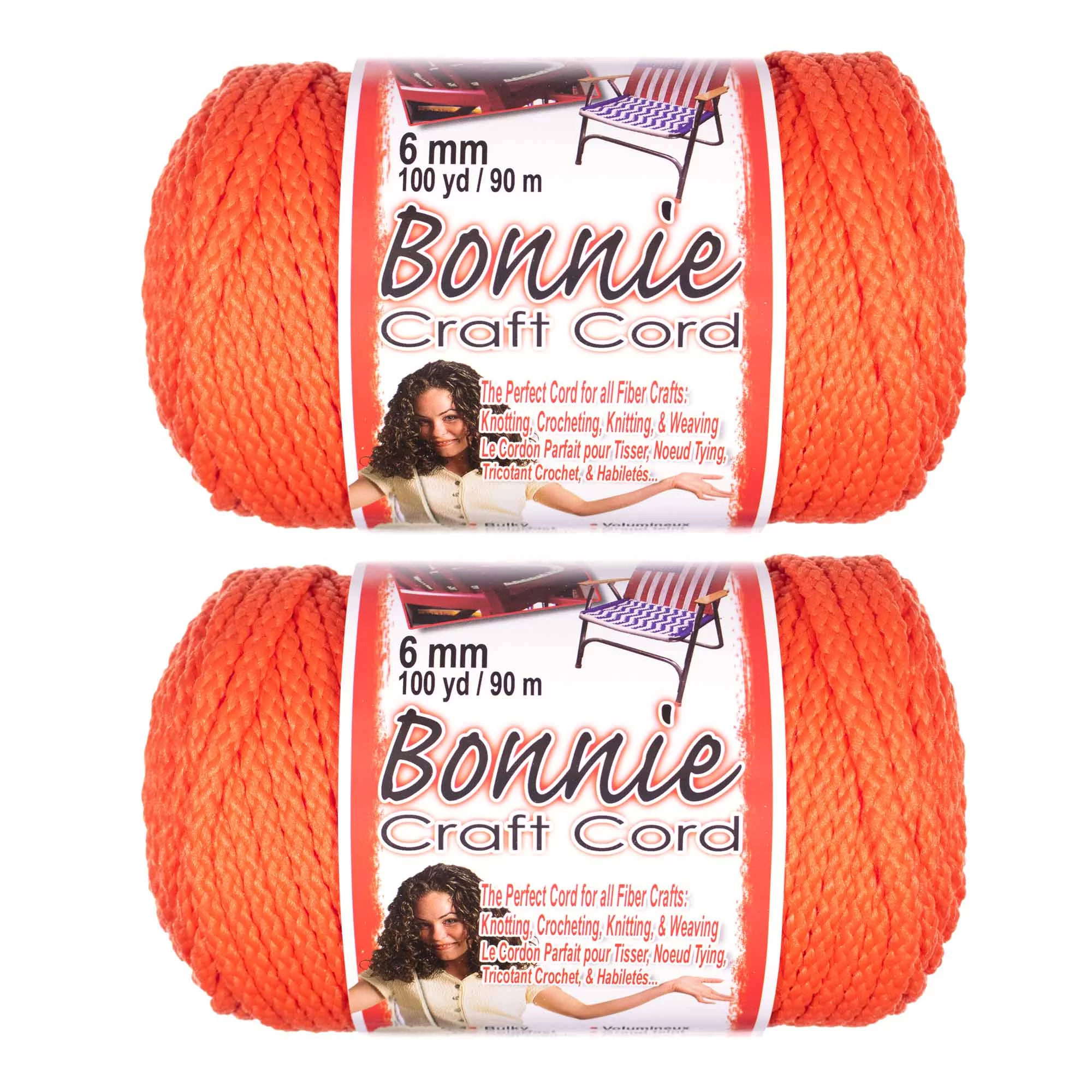 2 Pack Bonnie Macrame Cord - 6mm - 100 yd Lengths - Various Colors
