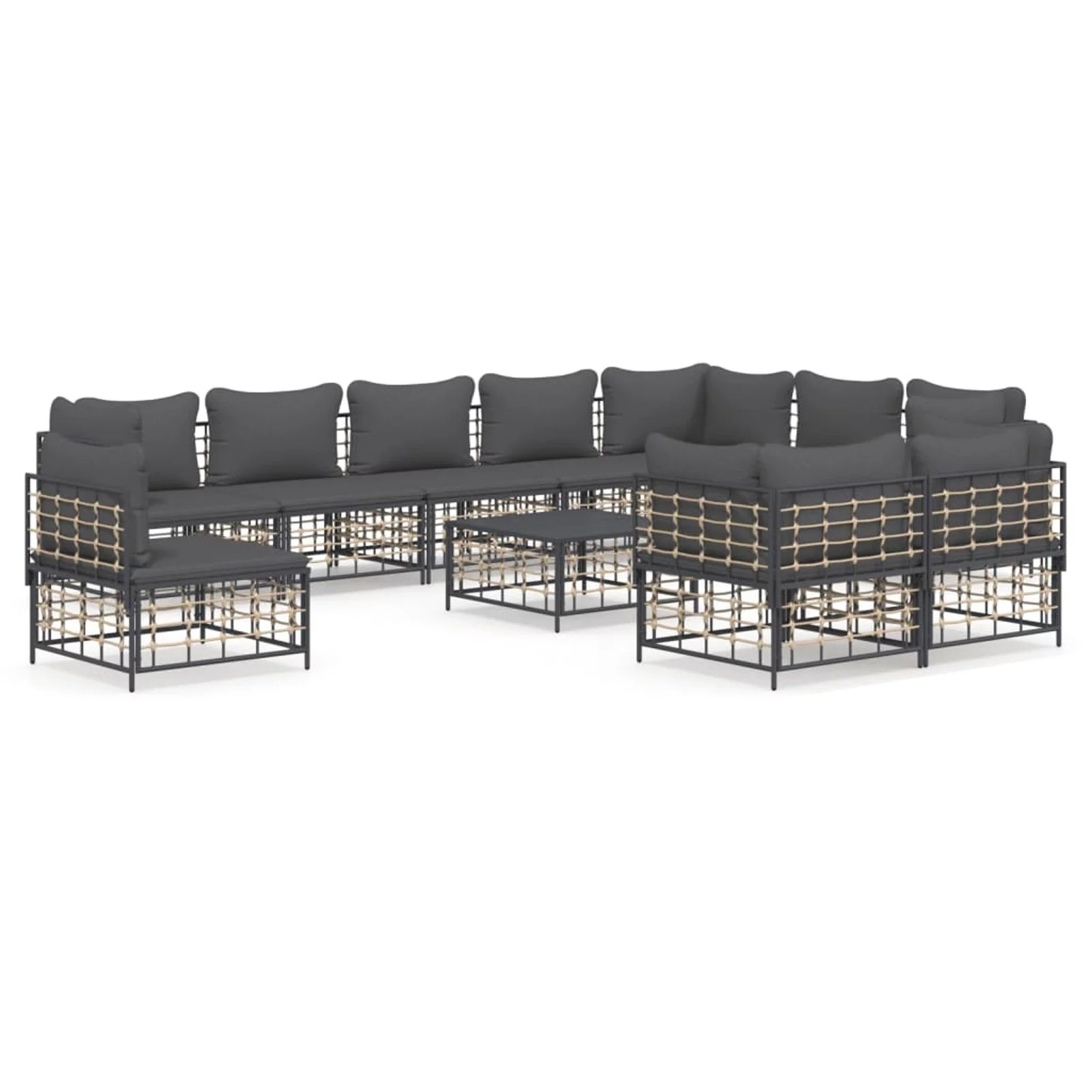 Walmeck 11 Piece Patio Set with Cushions Anthracite Poly Rattan