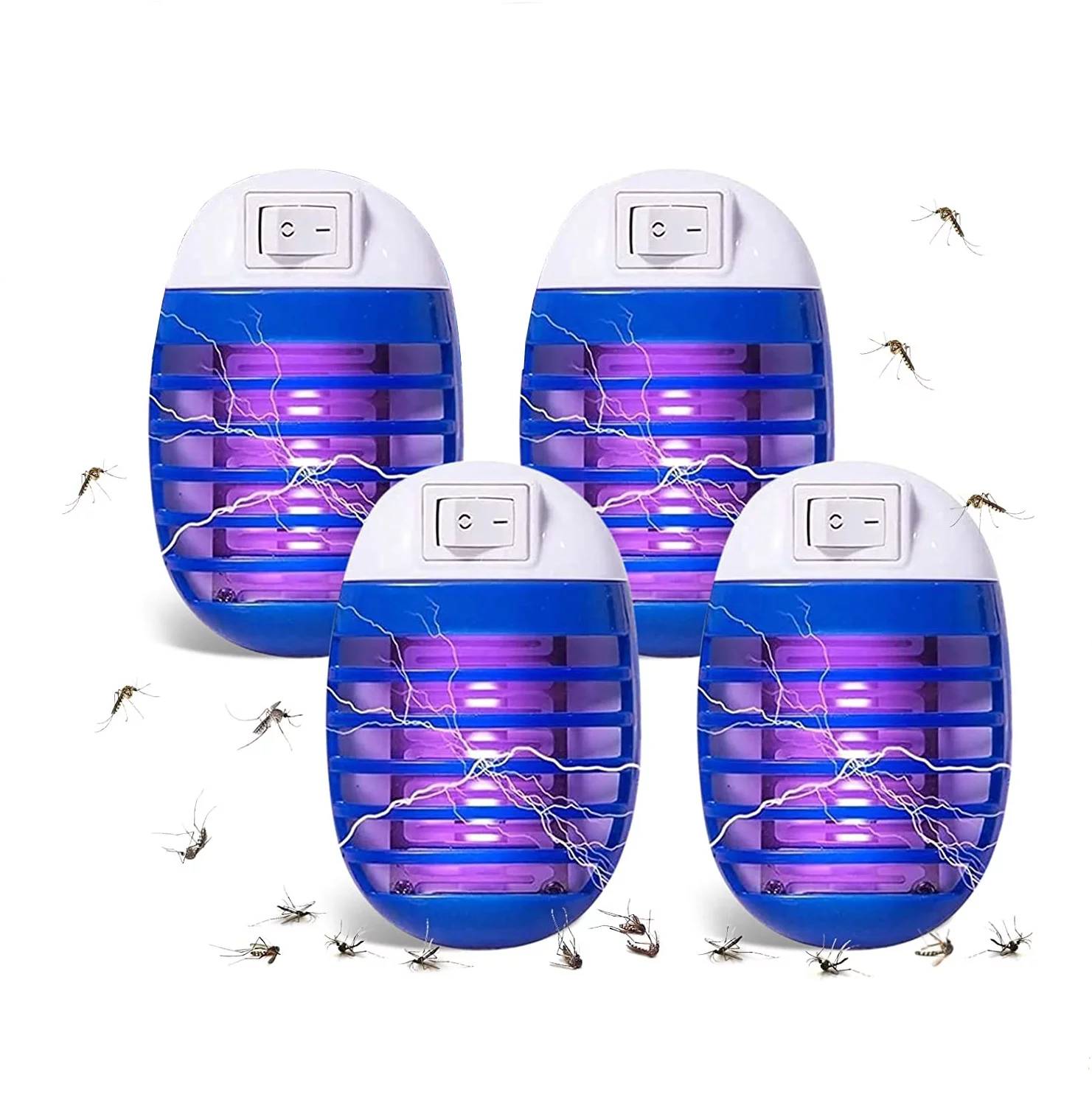 4 Pack Plug in Bug Zapper Indoor for Flying Insect Mosquito, Electronic Mosquito Zapper Gnat Traps with LED Light for Patio, Bedroom, Kitchen, Office