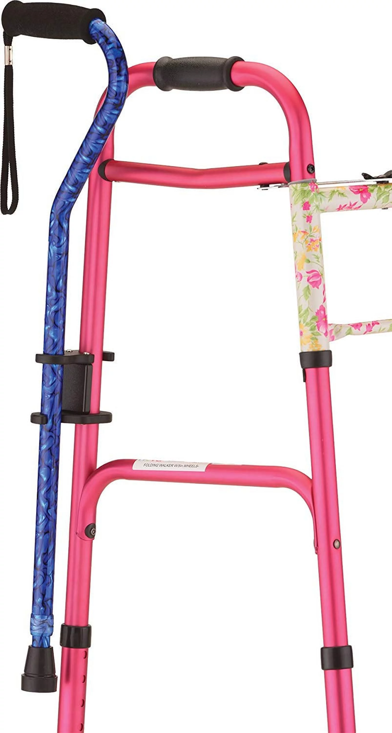 NOVA Medical Cane Holder for Rollator and Folding Walker, Snap-On Design