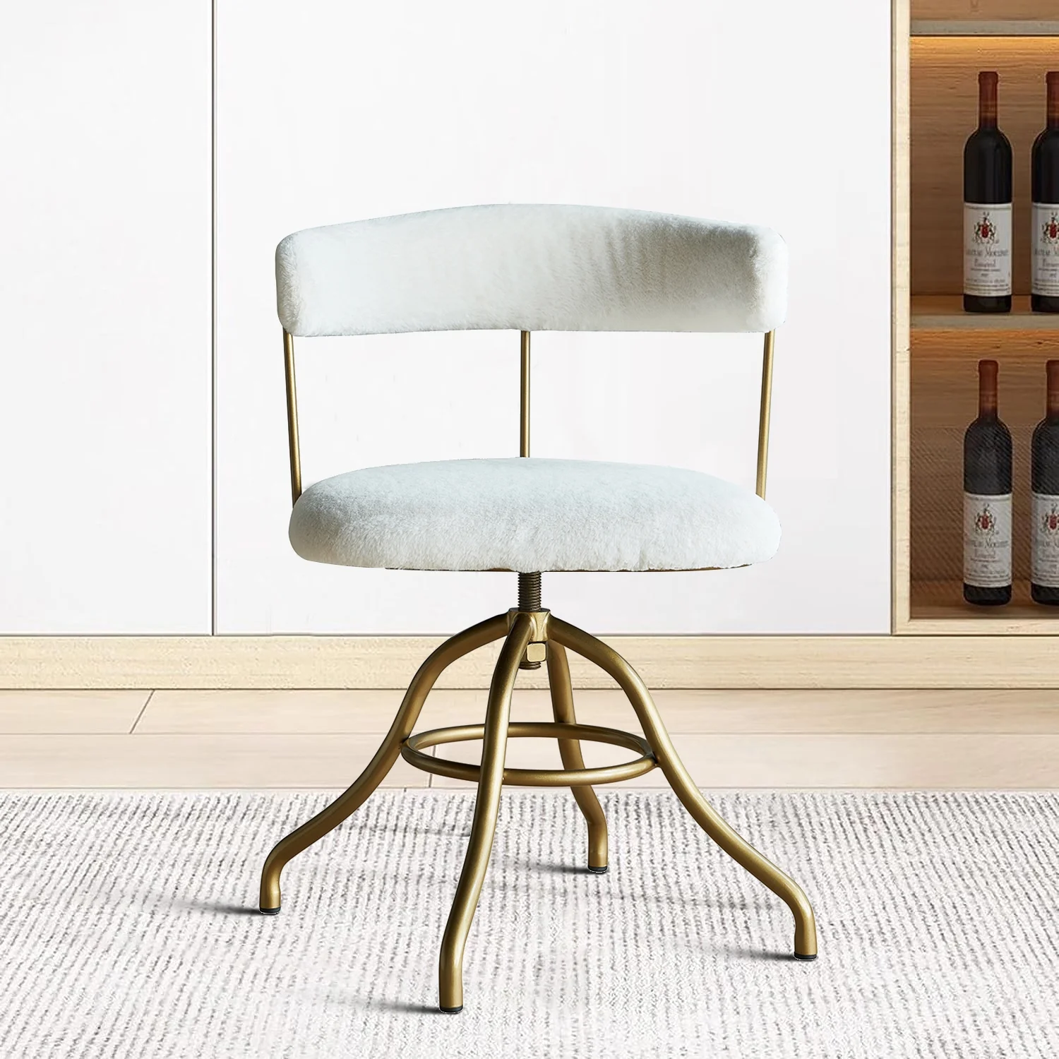 Minimalist and Stylish Style Dining Chair with Metal Frame for Dining Room, White