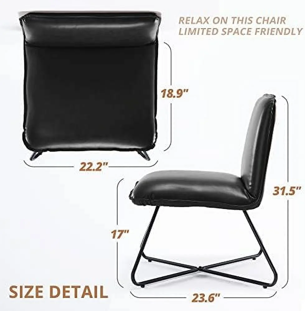 CGFHYP Accent Chair   5 Positions Recline Chair  Distressed Brown Armless Accent Chairs  17\u2033High  Comfy Mid Century Modern Chair with Adjustable Backrest for Bedroom  Living Room  Of