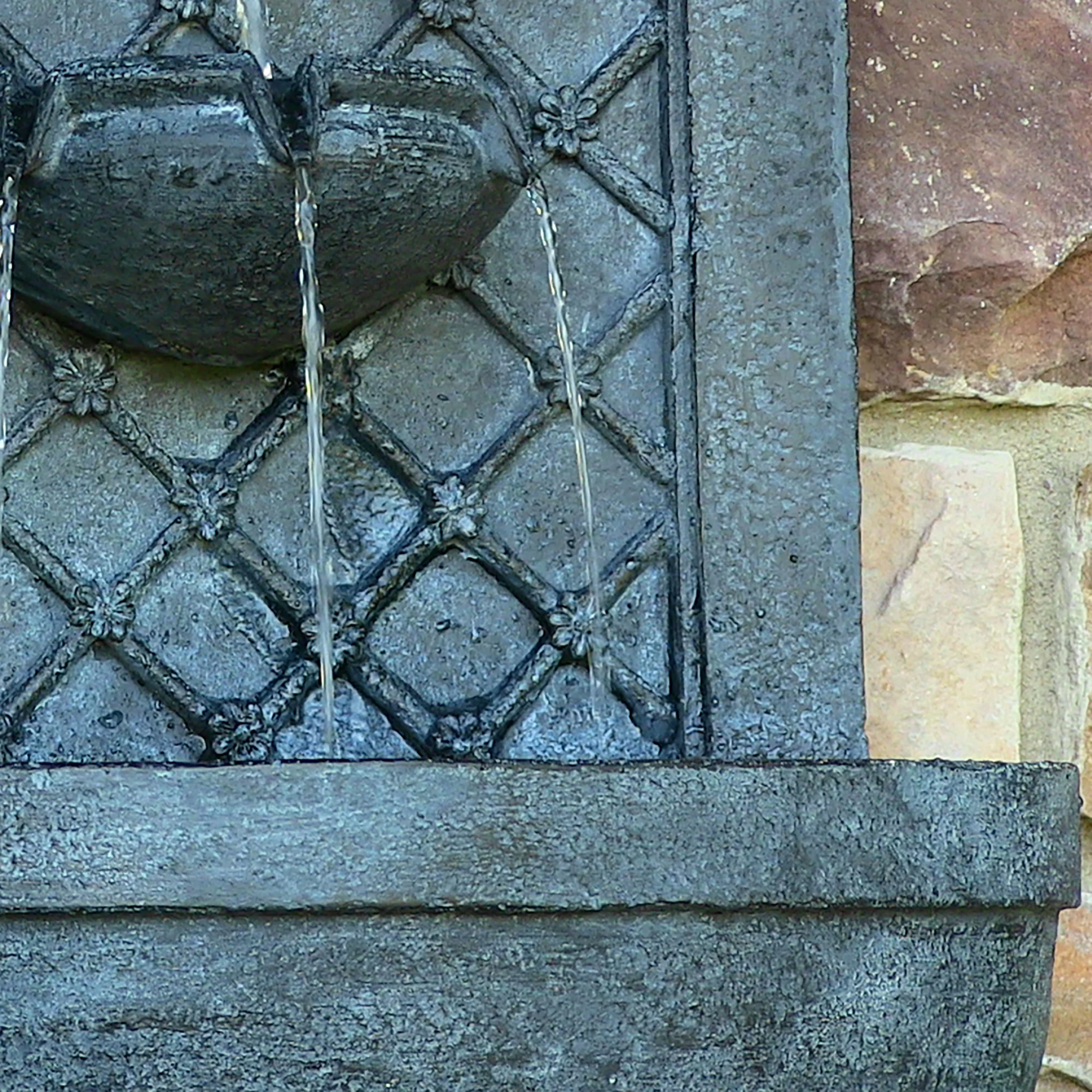 Sunnydaze Rosette Solar Wall Fountain with Battery Backup - Lead