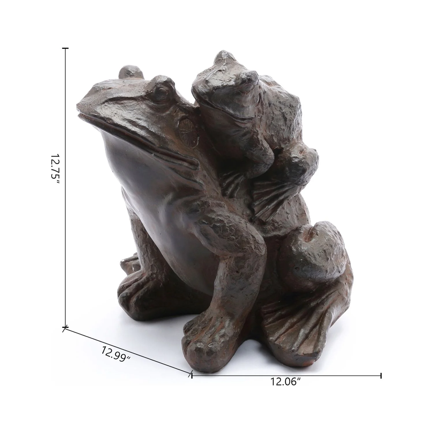 HomeStock Rustic Retreat Brown Mgo Frog Family Garden Statue