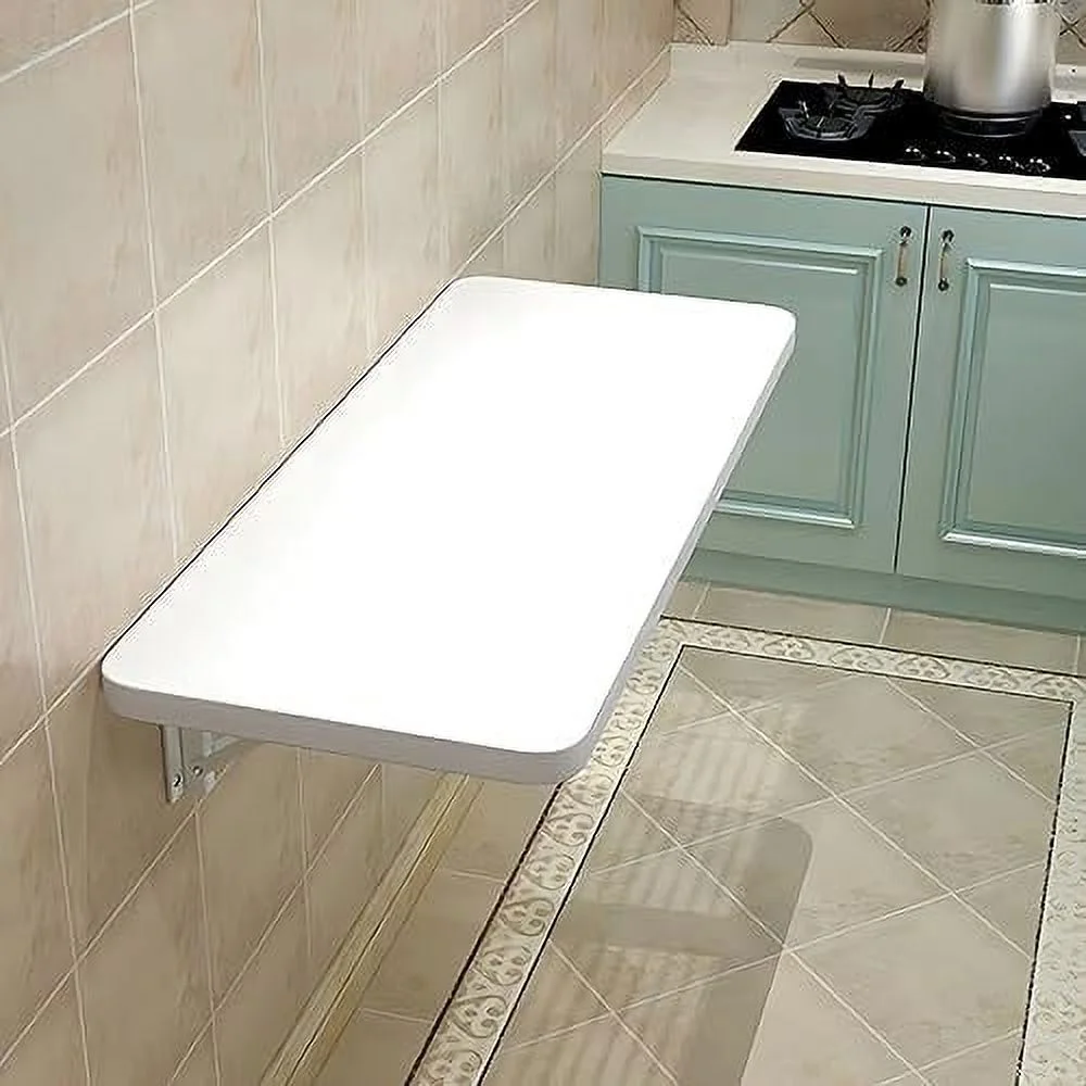 CHIUYN Laundry Floating   Wood Wall Mounted Table  Bracket Heavy Duty  Drop Leaf Dining Stable Sturdy Table Small Wooden Desk Wall Table for Kitchen Laundry Office Room Restaurant Home (