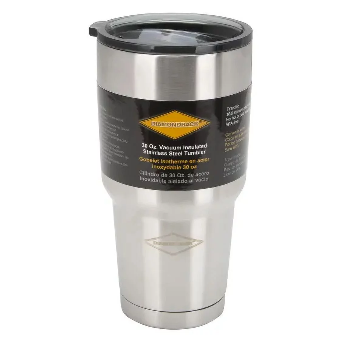 DiamondBack BP-Y01O Vacuum Insulated Tumbler, 30 Ounce Capacity, Stainless Steel (Case of 4)