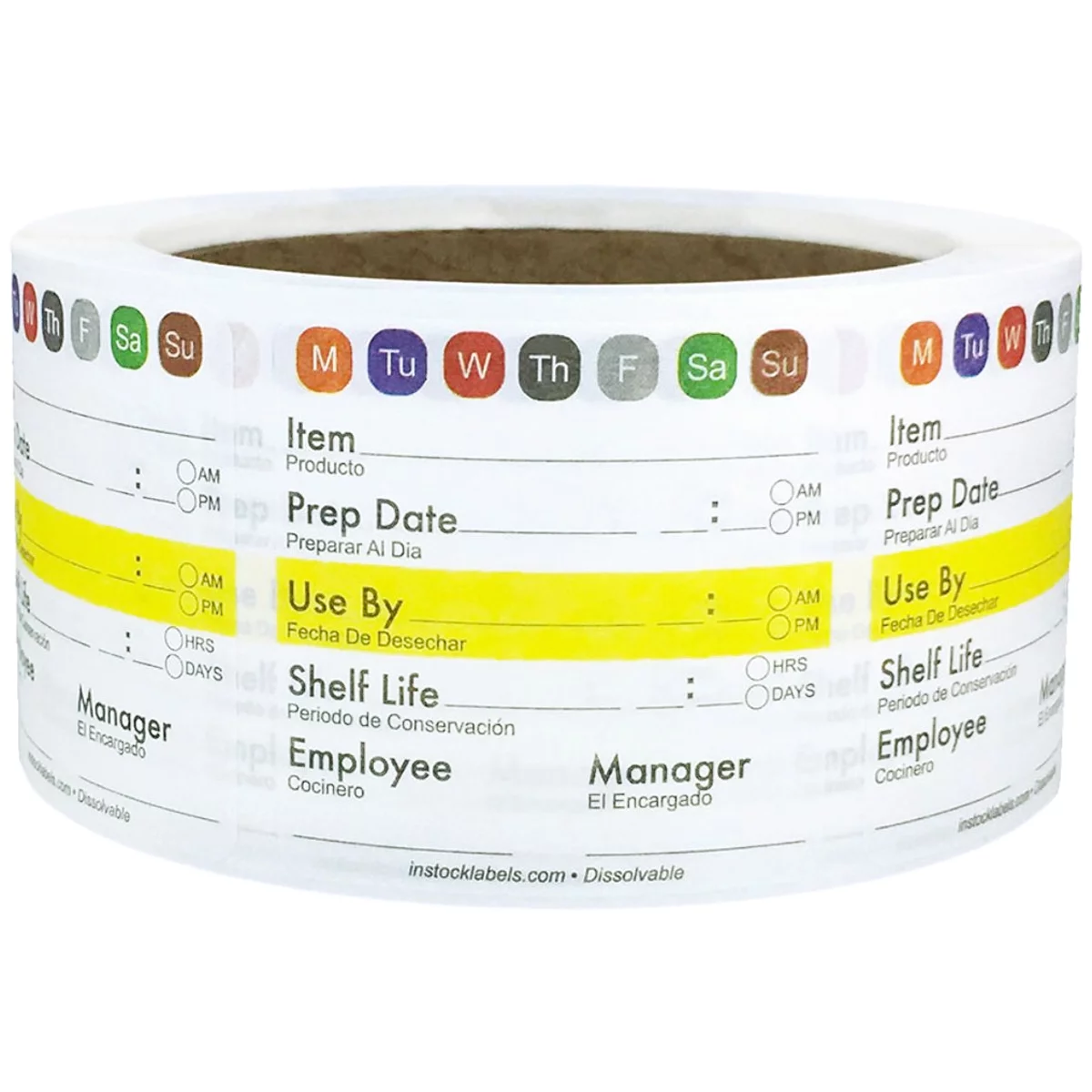 Universal Food Rotation Dissolvable Labels 2 x 2 Inch 500 Total Stickers on a Roll