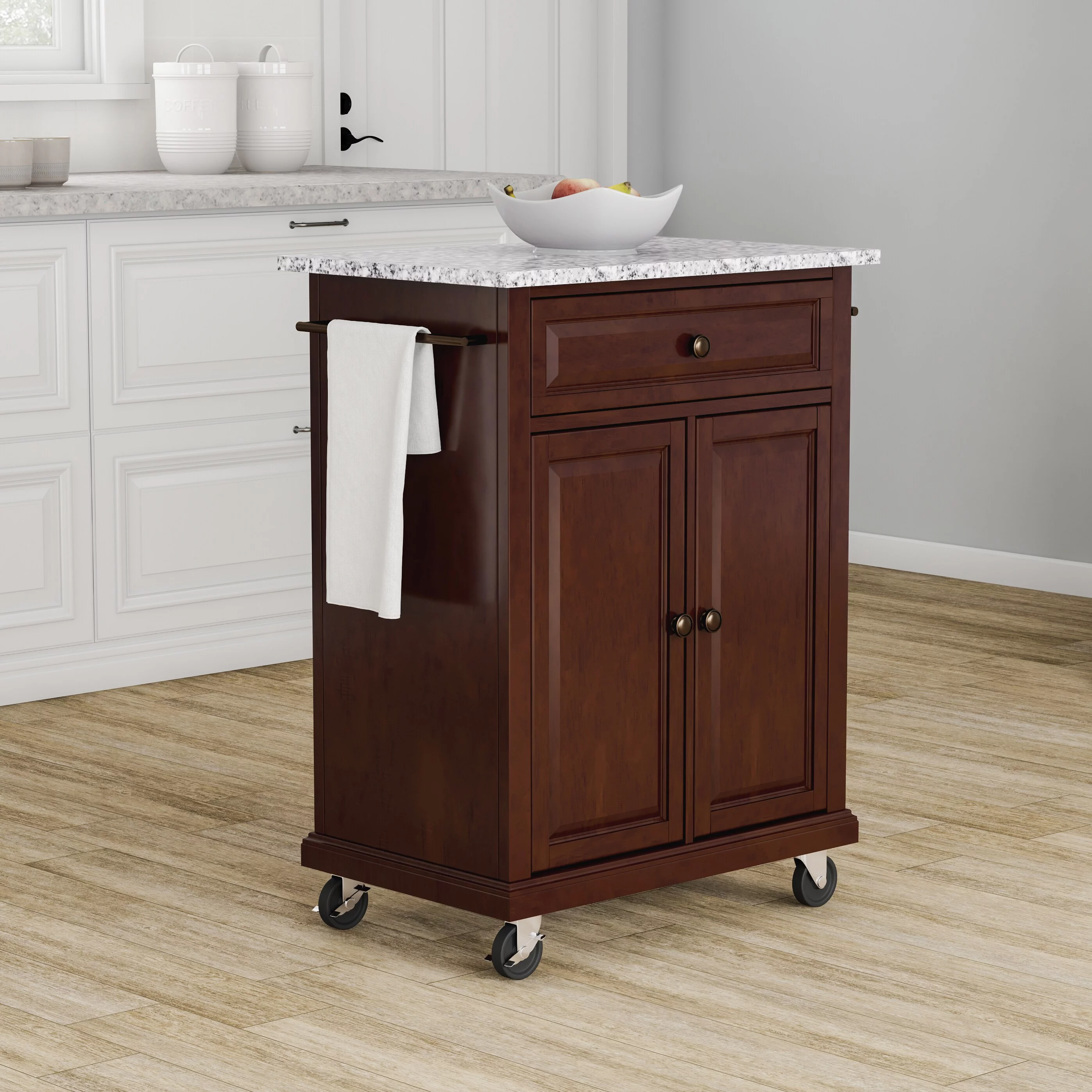 Crosley Furniture Crosley Compact Vintage Mahogany Finish Solid Granite Top Kitchen Cart and Island - 31