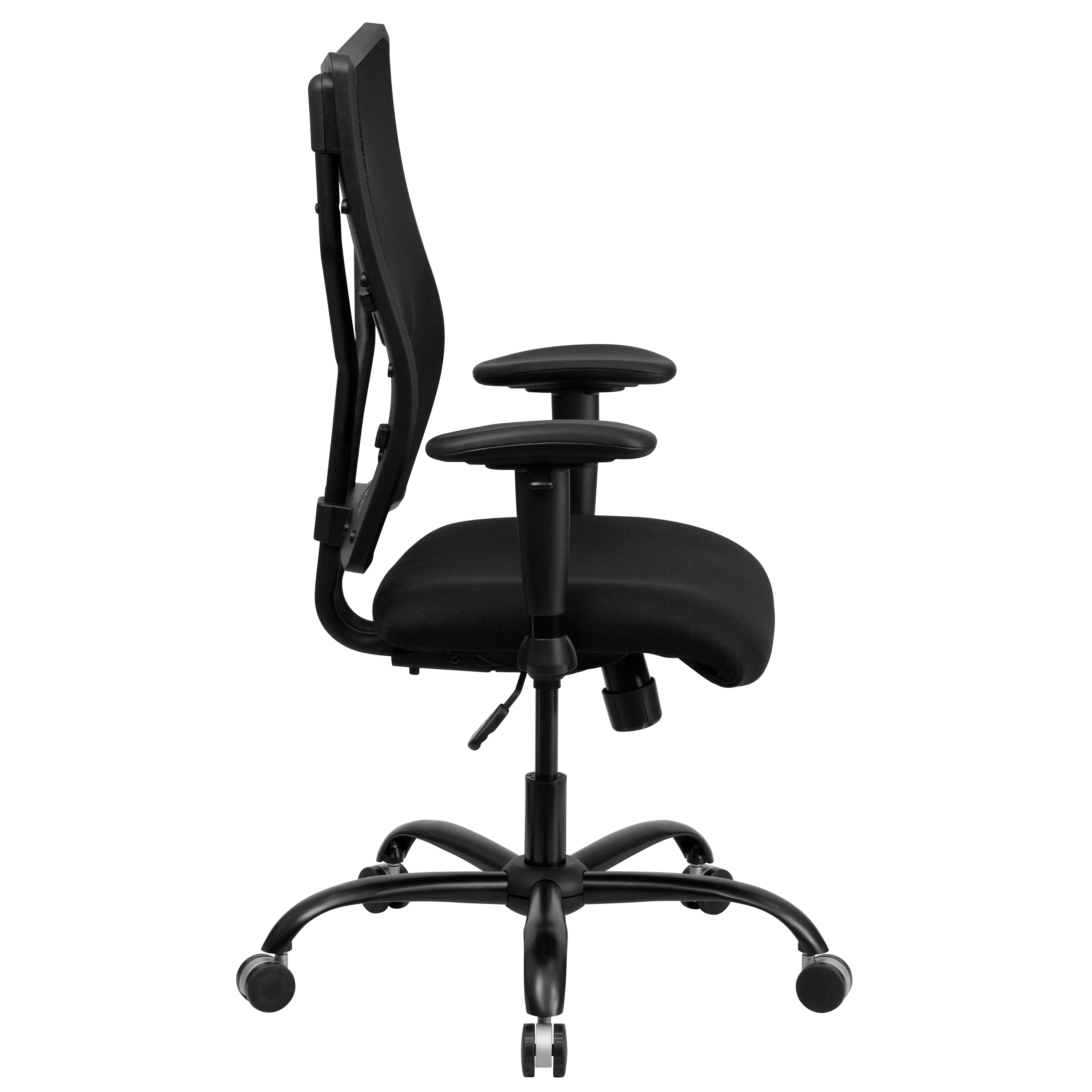 Emma + Oliver 400 lb. Big & Tall Black Mesh Swivel Ergonomic Office Chair with Adjustable Arms