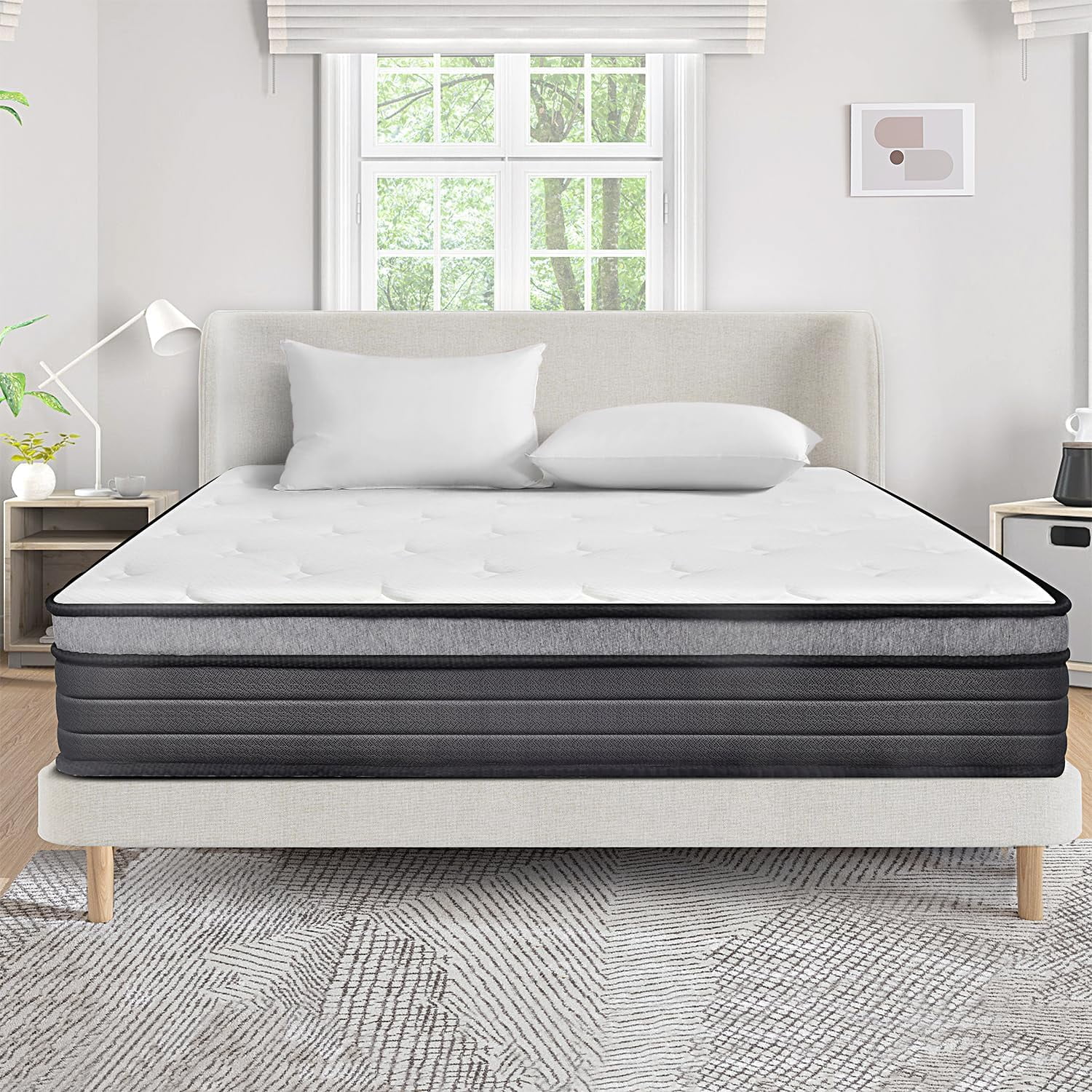 YILAN Queen Size Mattress 10 Inch,Bed-in-a-Box,Hybrid Mattress,Individual Pocket Spring Mattress,Medium Firm Mattresses,Breathable Comfortable for Sleep Supportive and Pressure Relief