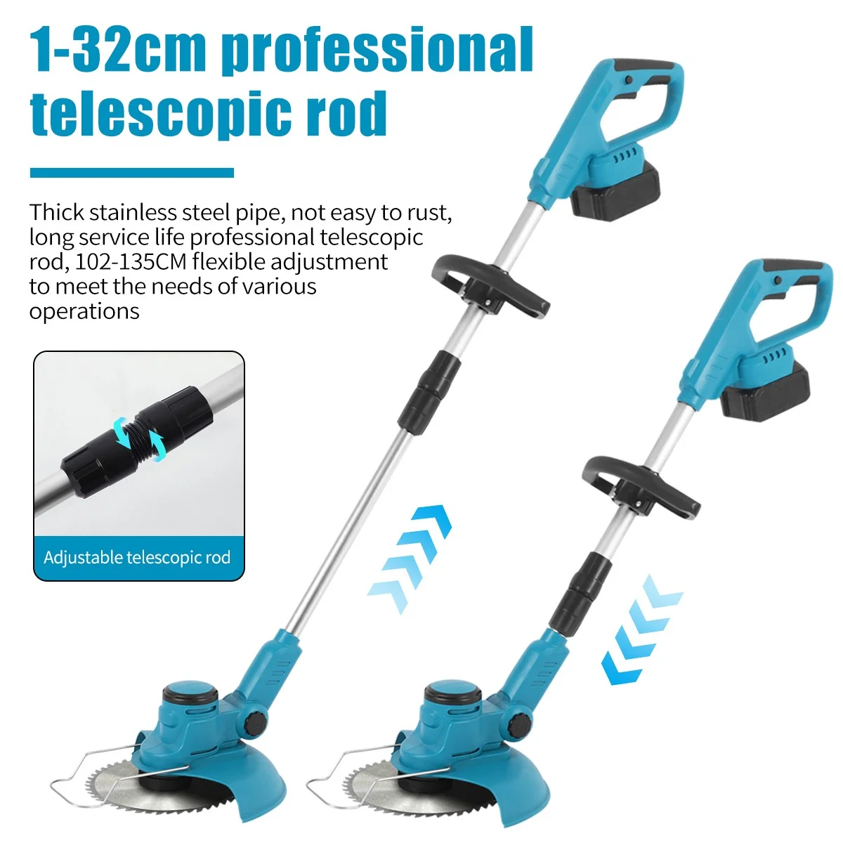 BLUELK Brushless String Trimmer, 8 Inch Electric Weed Eater Lawn Edger with Battery, 800W, 3.0Ah Lithium-Ion Battery