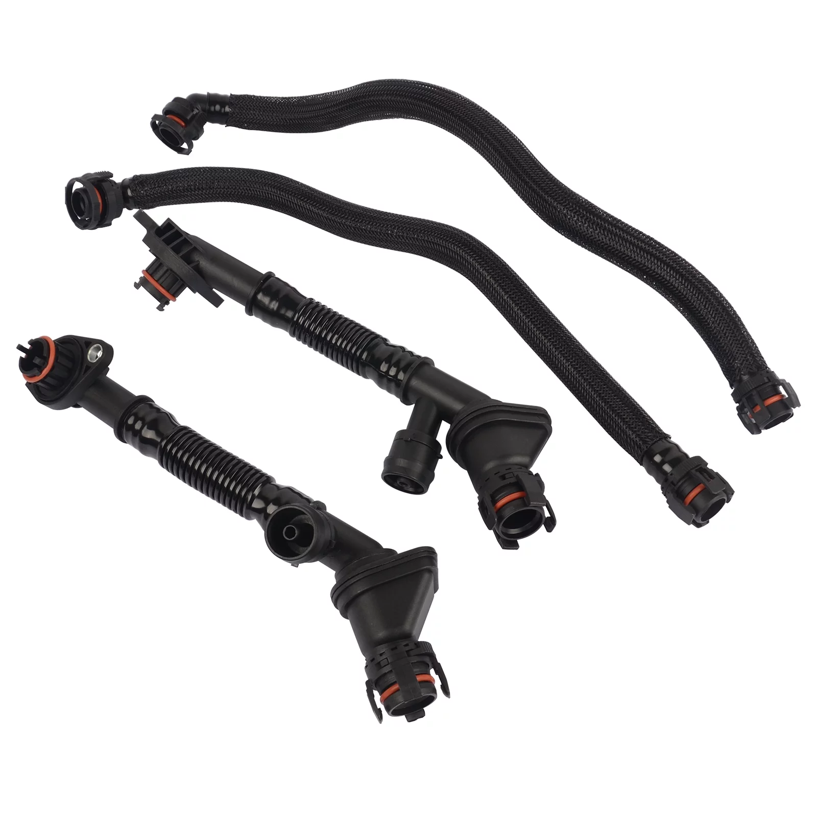 4 PCS Breather Hoses Crankcase Vent Pipe for BMW 550i 650i 750i F07 F10 F12 F13 F01 F02 X5 X6 E70 E71 E72 11157575640 11157575641 11157646086 11157646087