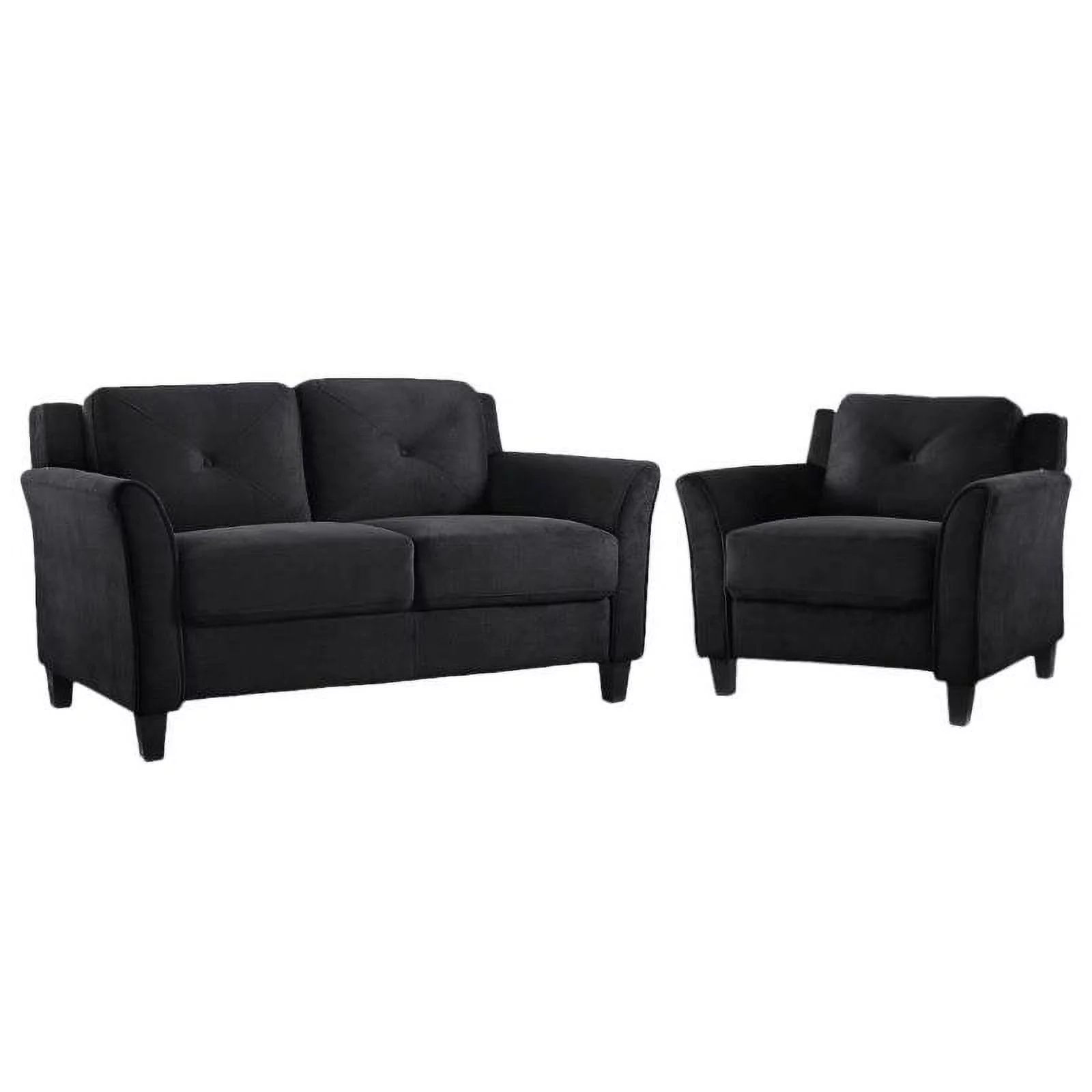 LifeStyle Solutions Hartford 2 Piece Microfiber Loveseat and Chair Set in Black