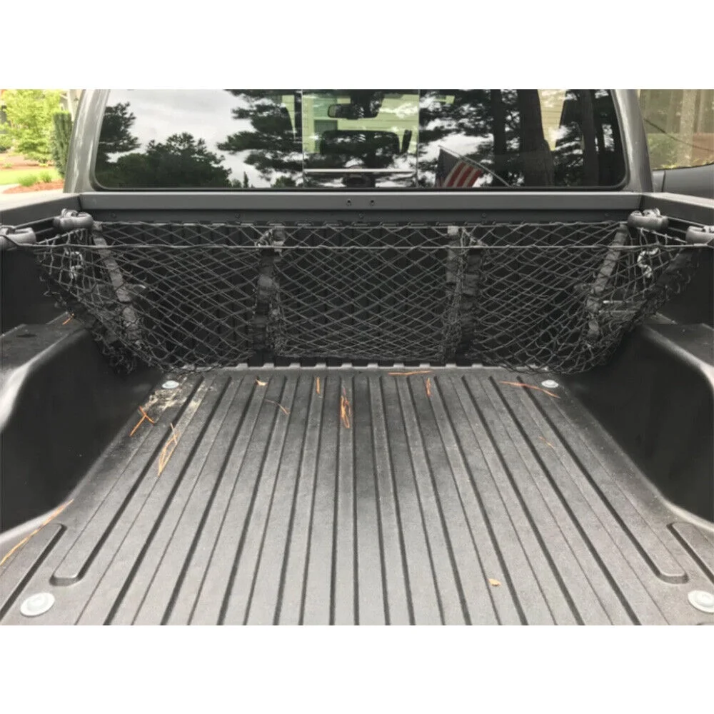Jahy2Tech Durable & Easy to Install Black Nylon Mesh Cargo Net Pockets for Toyota Tacoma 2005-2023 & Pickup Trucks Car Storage Solution