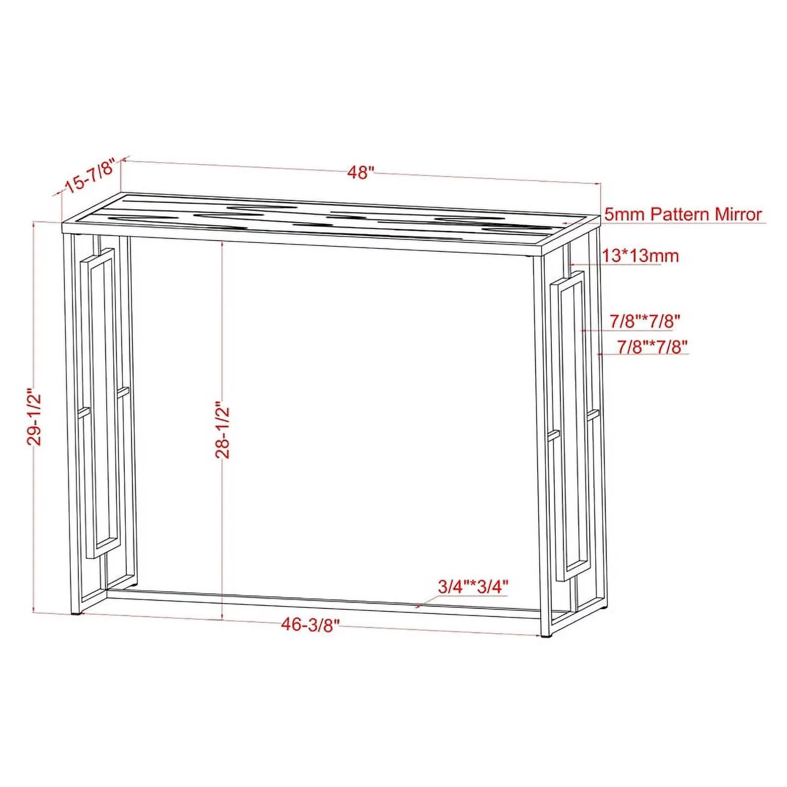 Furniture of America Harper Metal Chrome Sofa Table with Waterfall Pattern Top