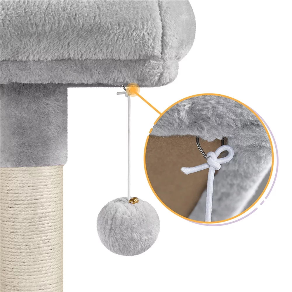 Easyfashion 60.5-inch Tall Cat Tree Cat Tower with Condo, Light Gray