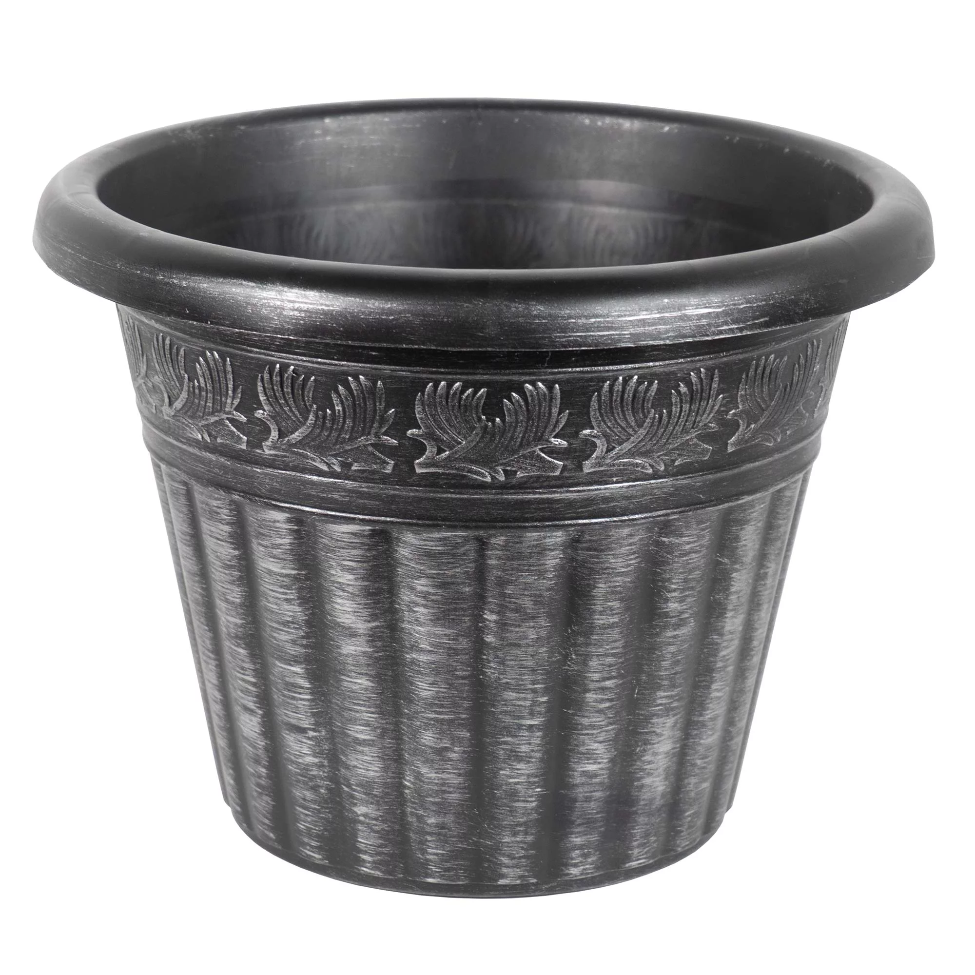 Garden Elements Indoor/Outdoor Outdoor Dragon Banded Plastic Planter, Silver, 13