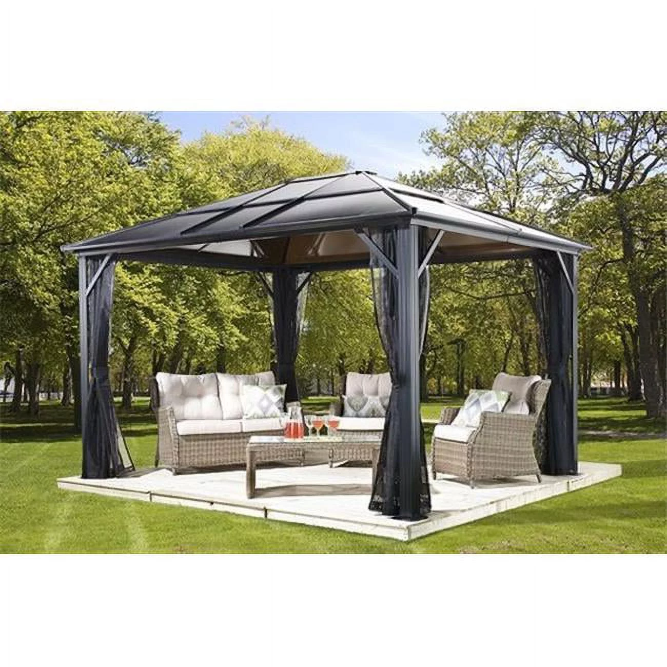 Sojag 500-9168396 10 x 12 in. 8 mm No.77 Nylon Meriden Gazebo, Gray