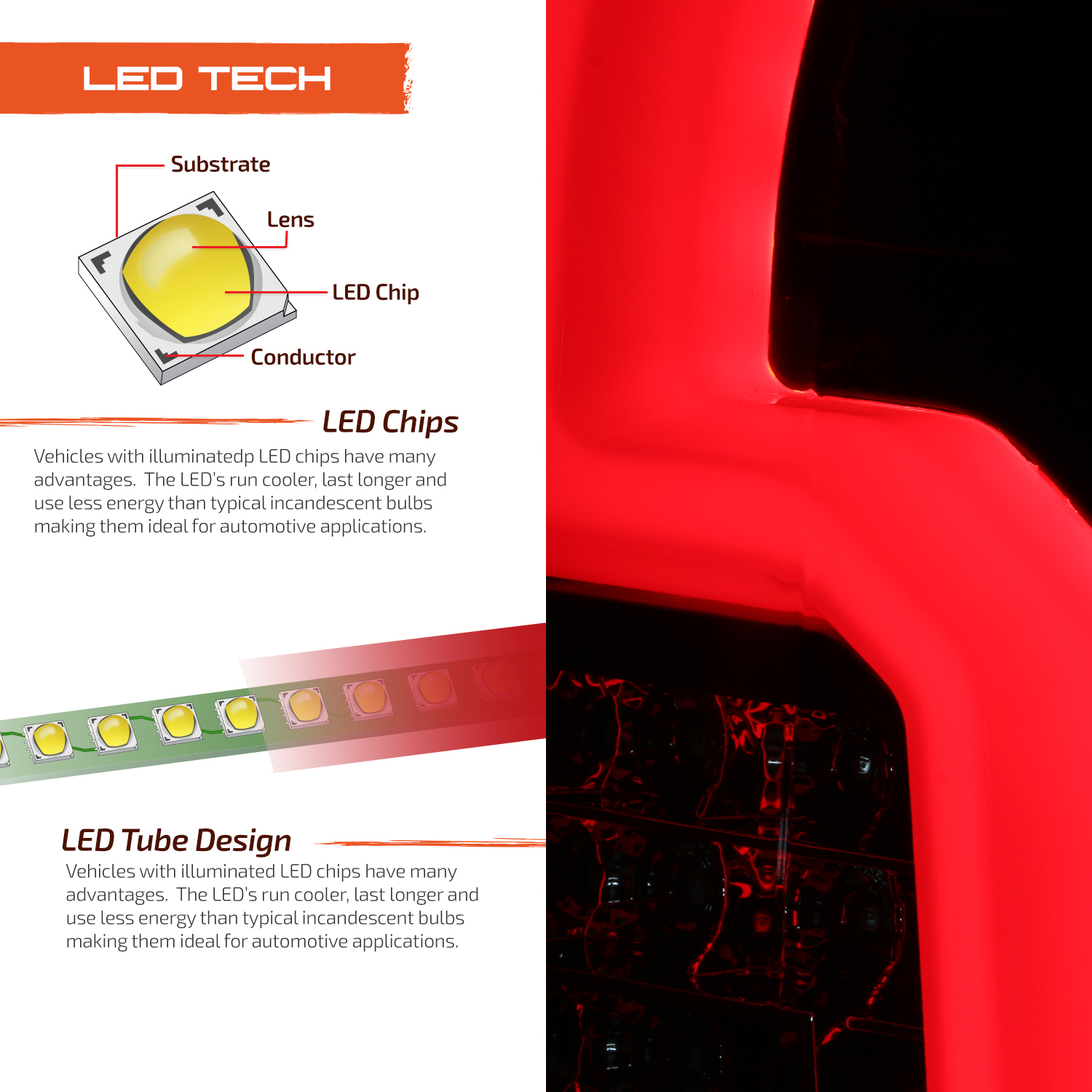 AKKON - Fits 2007-2014 Chevy Suburban Tahoe GMC Yukon XL 1500 2500 (Cadillac Escalade Style) LED Black Tail Lights Pair