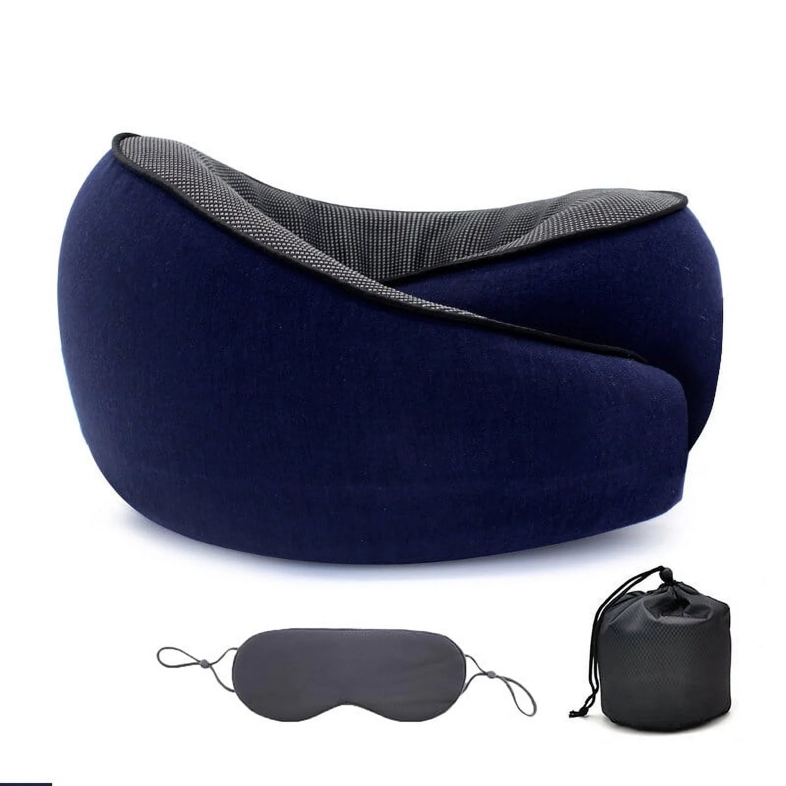 Yiran Travel Pillow Scalable,Rebound Memory Cotton Neck Pillow Supporting U Shaped Pillow with Blackout Eye Masks,Grey