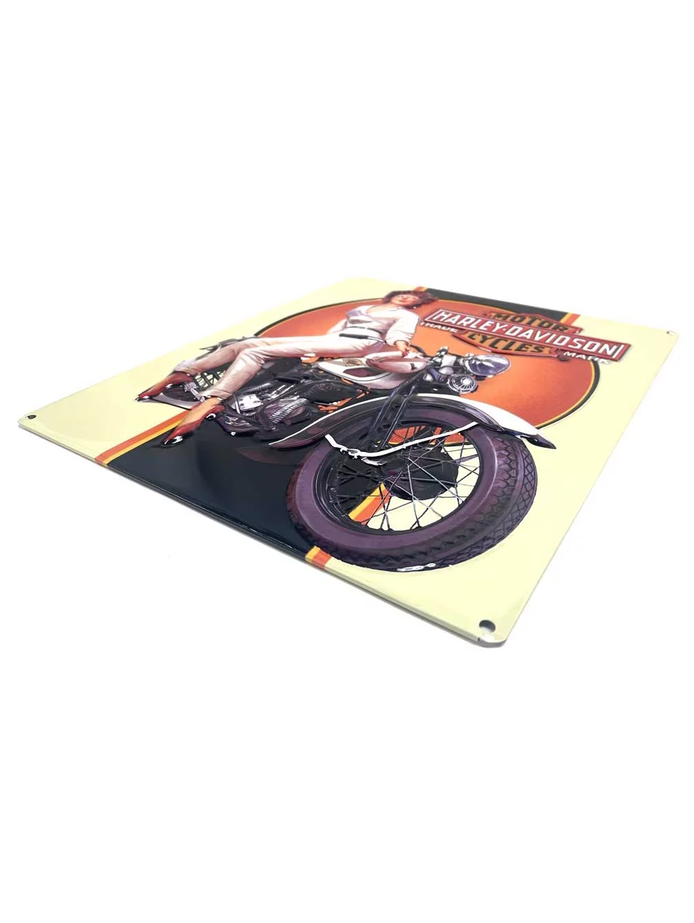 Harley-Davidson Dreaming Babe Embossed Tin Sign, 15 x 13 inches - Off-White, Harley Davidson