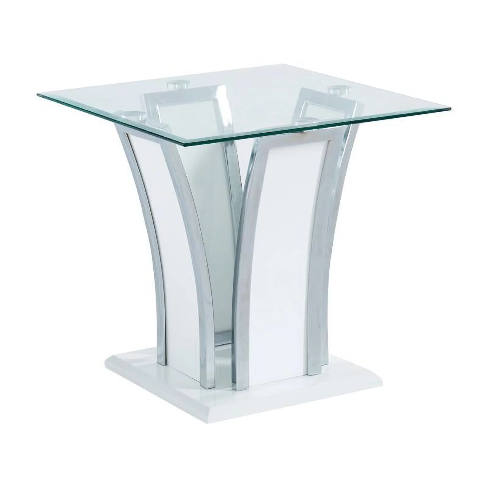 Bowery Hill Contemporary Glass/Steel/Acrylic Plastic End Table in White