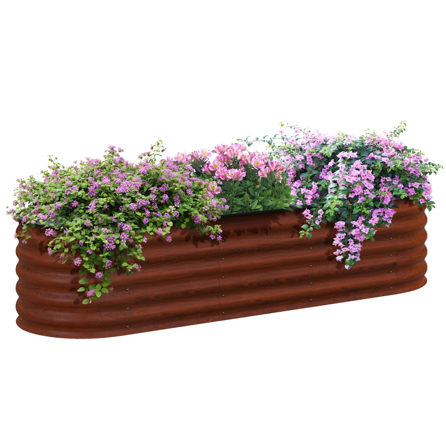 DremFaryoyo 6.5‘ x 2‘ x 1.4‘ Galvanized Raised Garden Bed Kit  Outdoor Metal Elevated Planter Box with Safety Edging  Easy DIY Stock Tank for Growing Flowers  Herbs & Vegetables  Brown