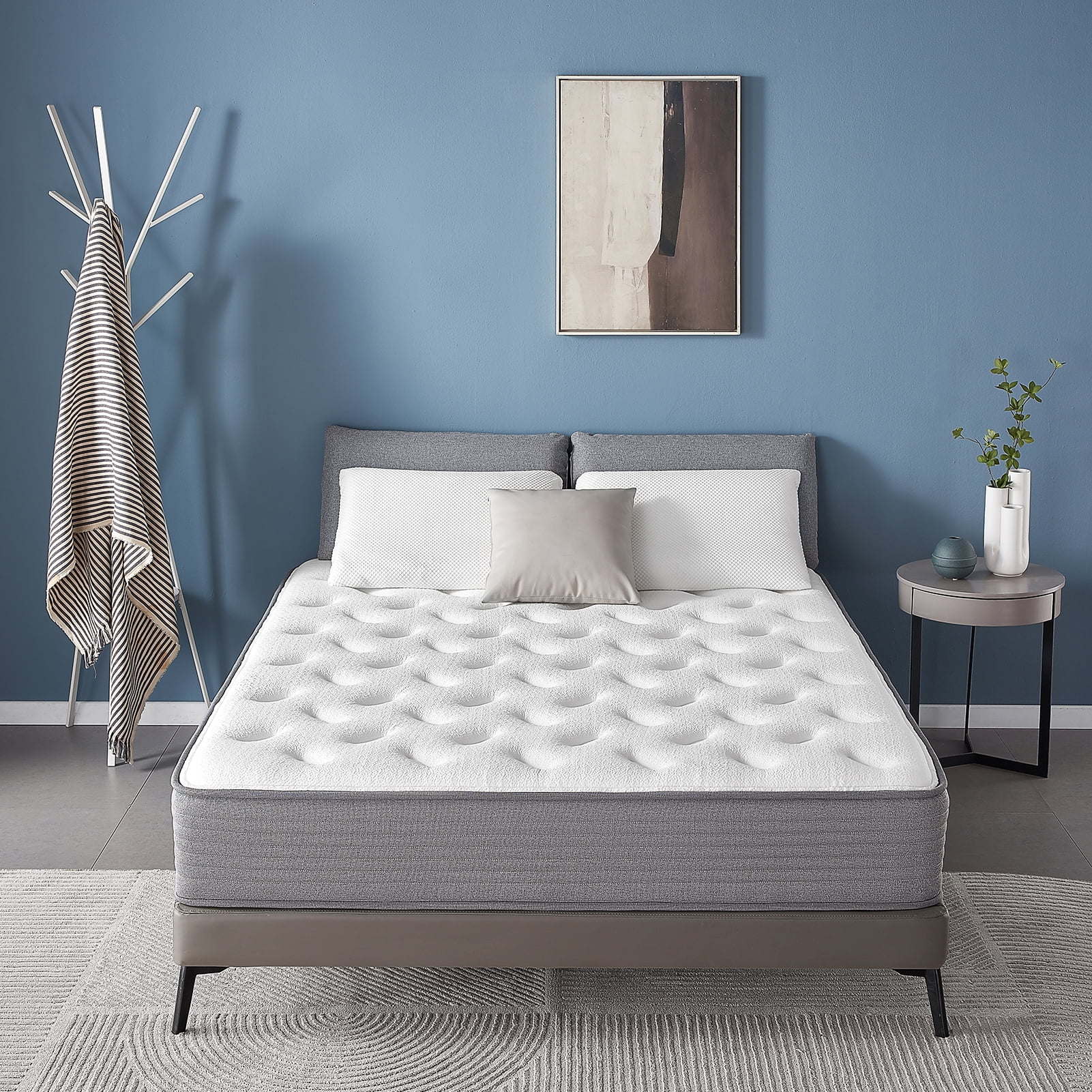 10 Inch Queen Size Gel Memory Foam Hybrid Mattress in a box / CertiPUR-US / Motion Isolation / Pressure Relieving / Tight Top / Moderate Firmness