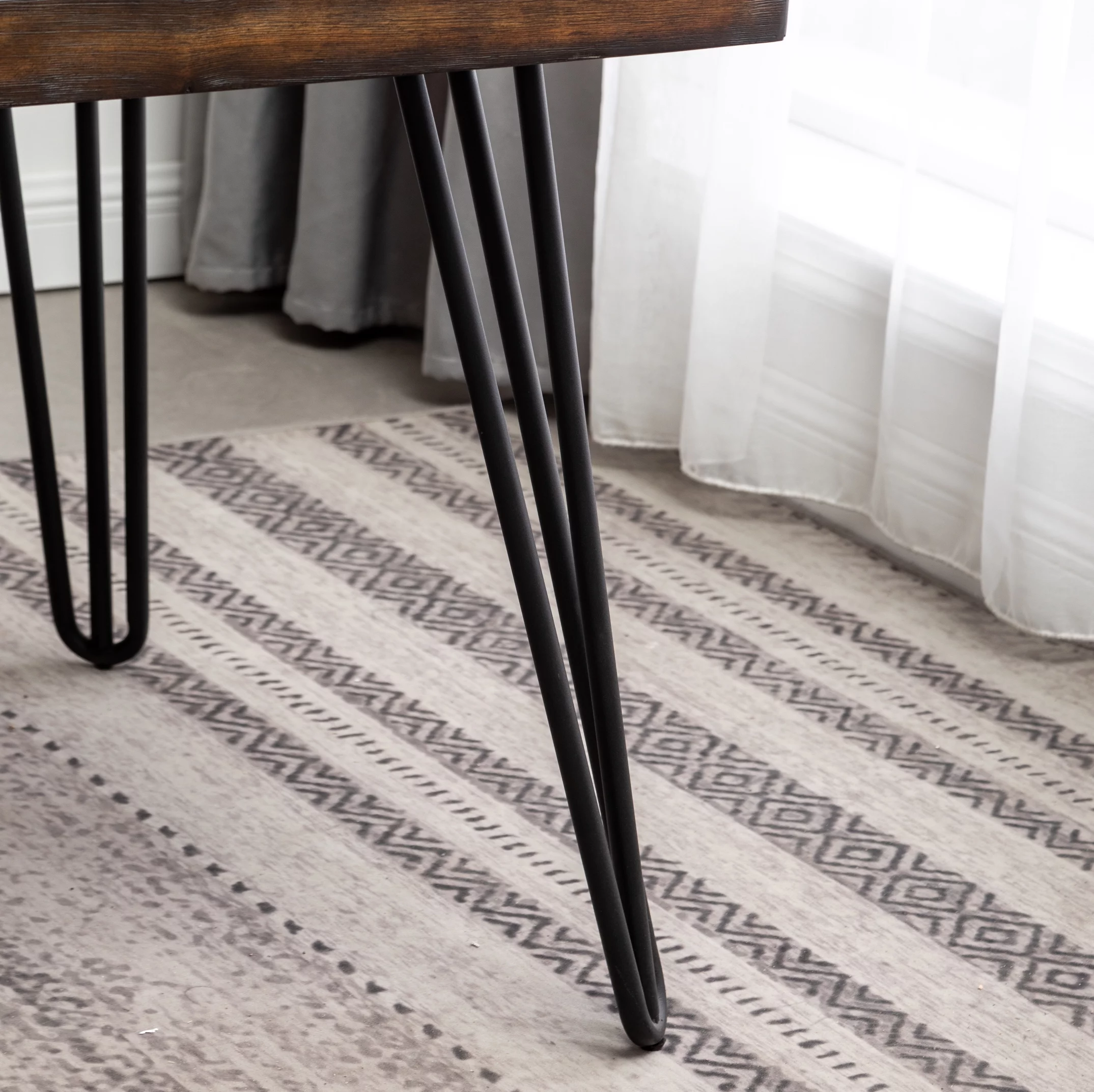 Roundhill Furniture Aryven Industrial 7-Piece Dining Set, Rustic Dark Pine / Antique Gray