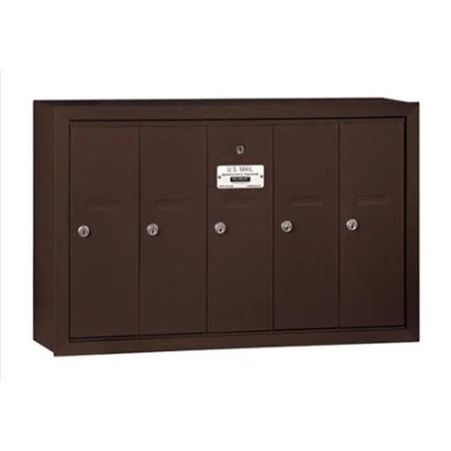 Salsbury Industries 3505ZSU Surface Mounted Vertical Mailbox with USPS Access and 5 Doors, Bronze