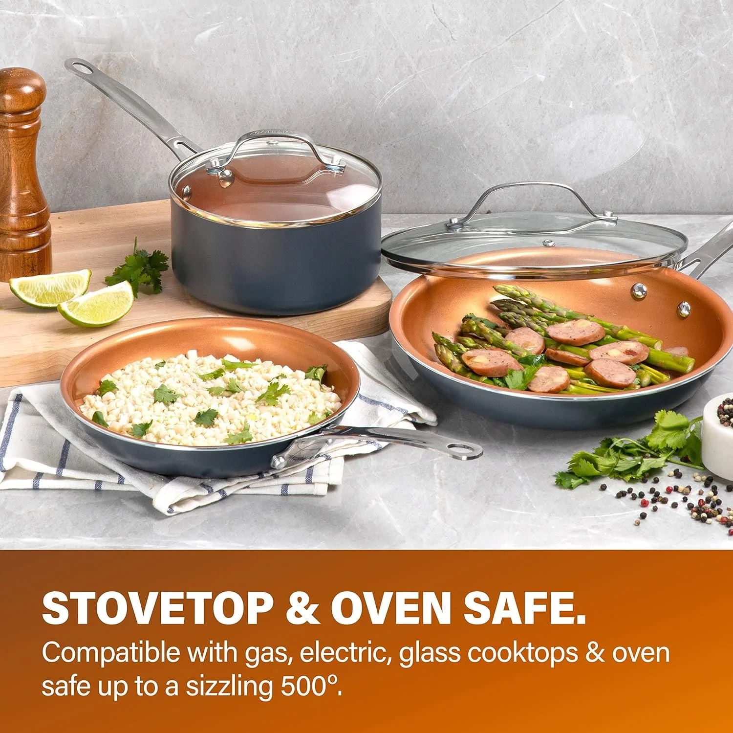 Gotham Steel Gray Non-Stick Aluminum Round Cookware Set (10-Piece)