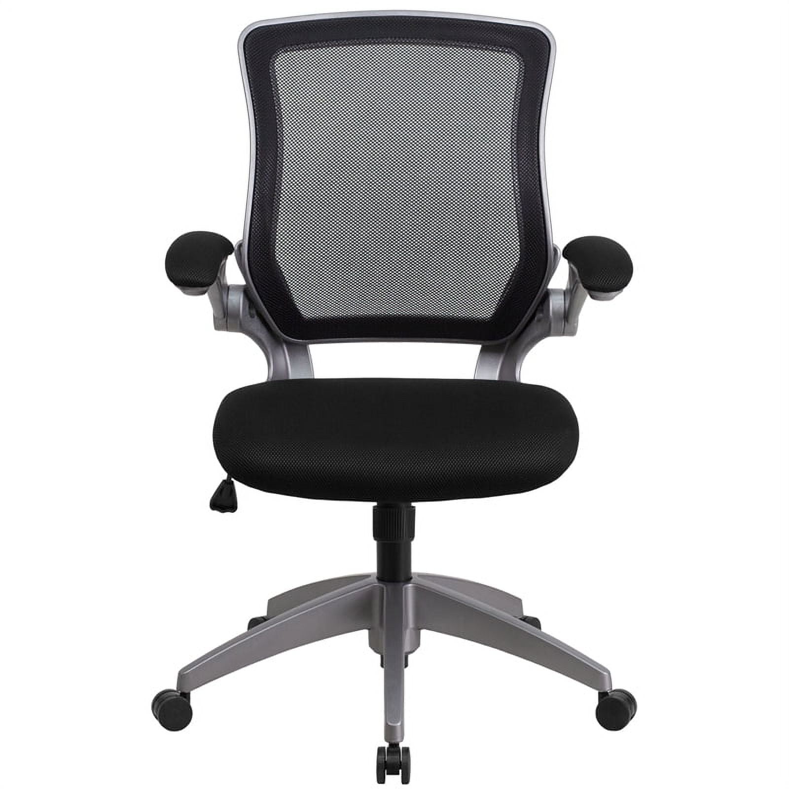 Emma + Oliver Mid-Back Black Mesh Swivel Ergonomic Task Office Chair with Gray Frame