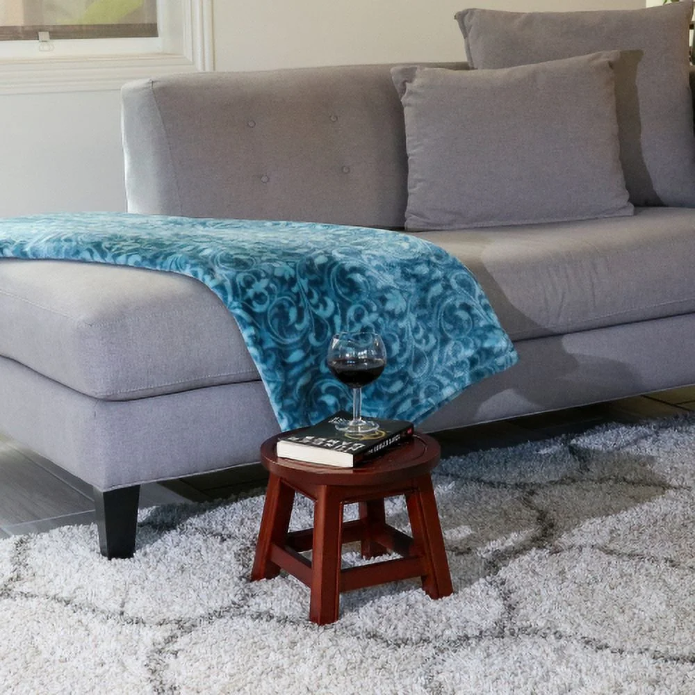 JHOOTUUO Carved Wooden Step Stool  Butterflies  Espresso