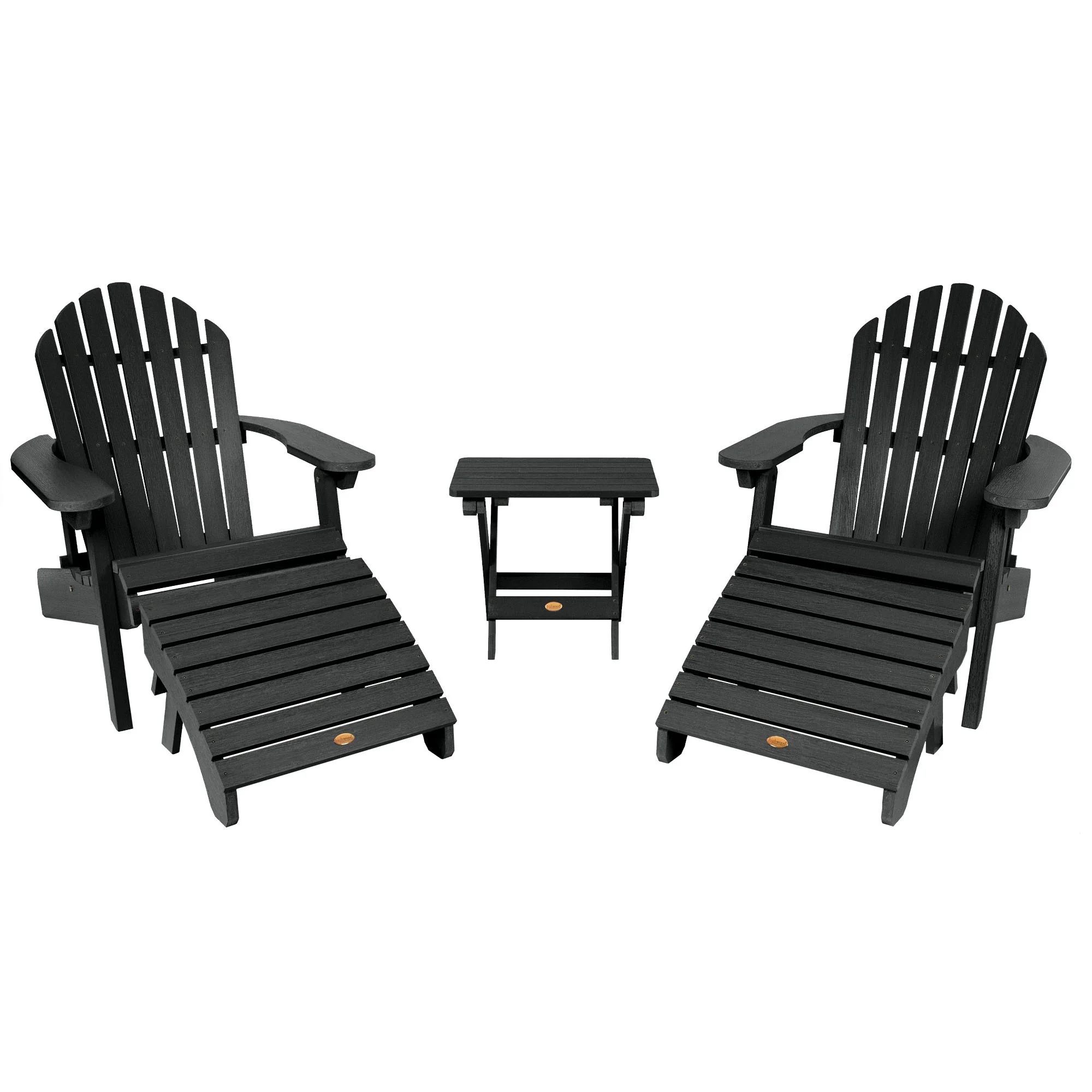 Highwood 5pc Hamilton Folding & Reclining Adirondack Set with 2 Folding Ottoman & 1 Folding Adirondack Side Table
