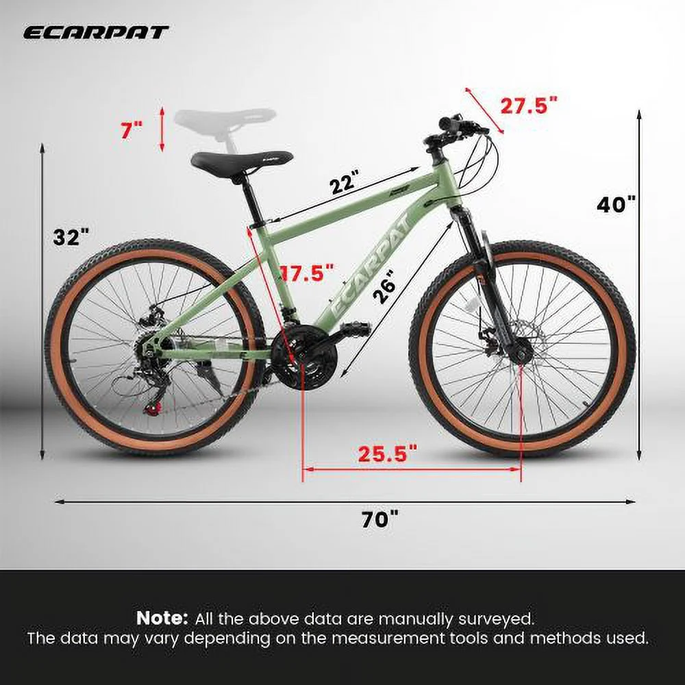 Ecarpat Mountain Bike 27.5 Inch Wheel, 21-Speed Disc Brakes Trigger Shifter, Carbon Steel Frame Mens Womens Trail Commuter City Snow Beach Mountain Bikes Bicycles