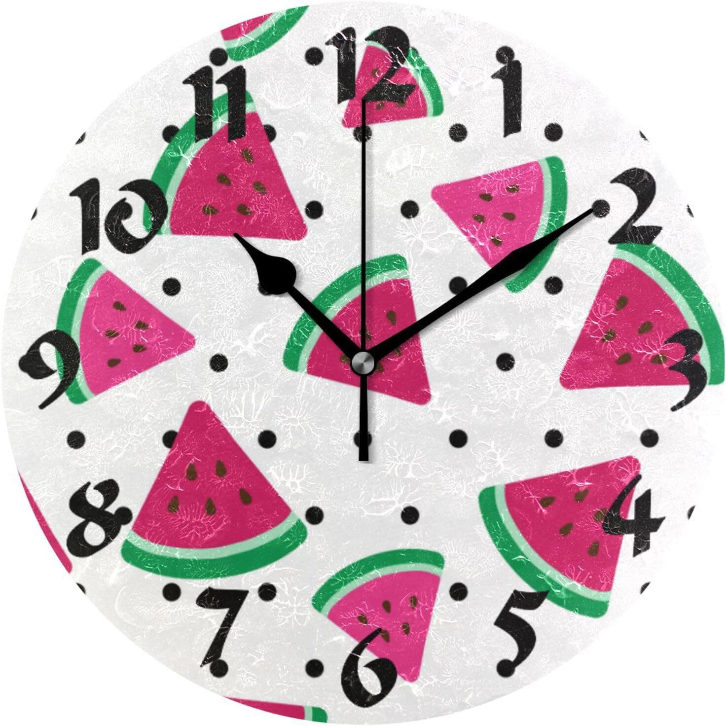 Hidove Watermelon Round Wall Clock,Silent Non Ticking Battery Operated Accurate Home Clock,Vintage Farmhouse Wall Decor for The Kitchen, Living Room, Bedroom, Office 10 in