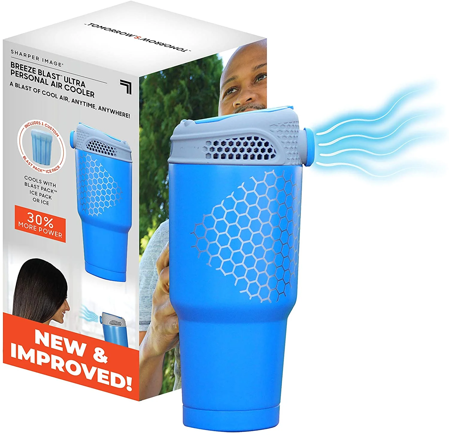 Sharper Image BZB07112 Breeze Blast Personal Air Cooler Blue