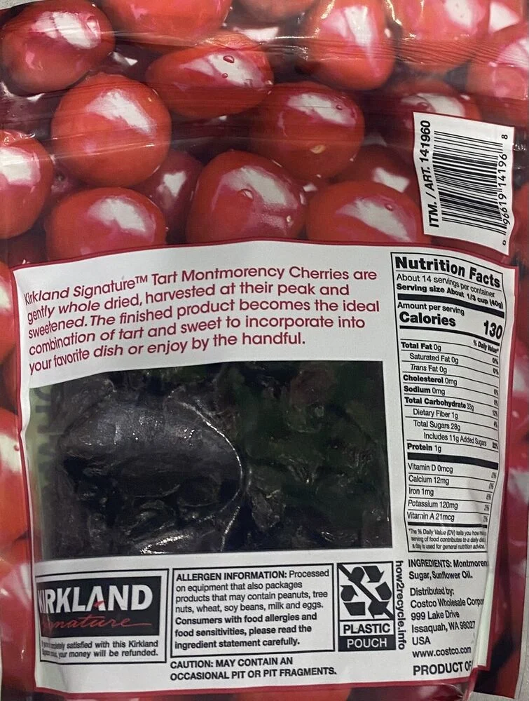 Whole Dried Tart Montmorency Cherries 20 Oz Bag