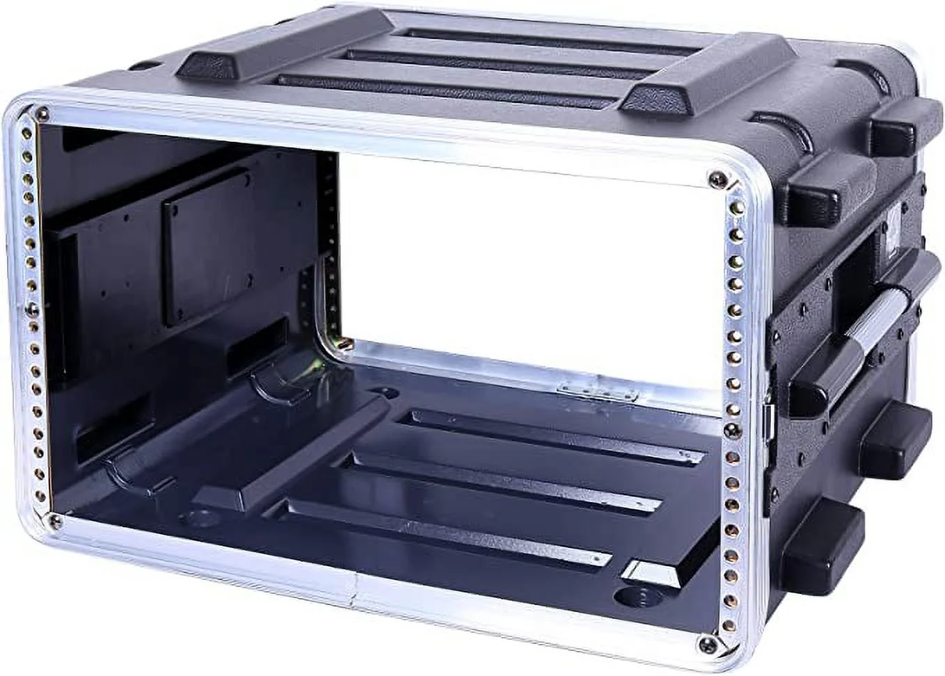 Crossrock Stackable 6U Rack Case, Standard 19.25” Depth, Polyethylene Hard-Shell Construction with Heavy Duty Hardware-Black