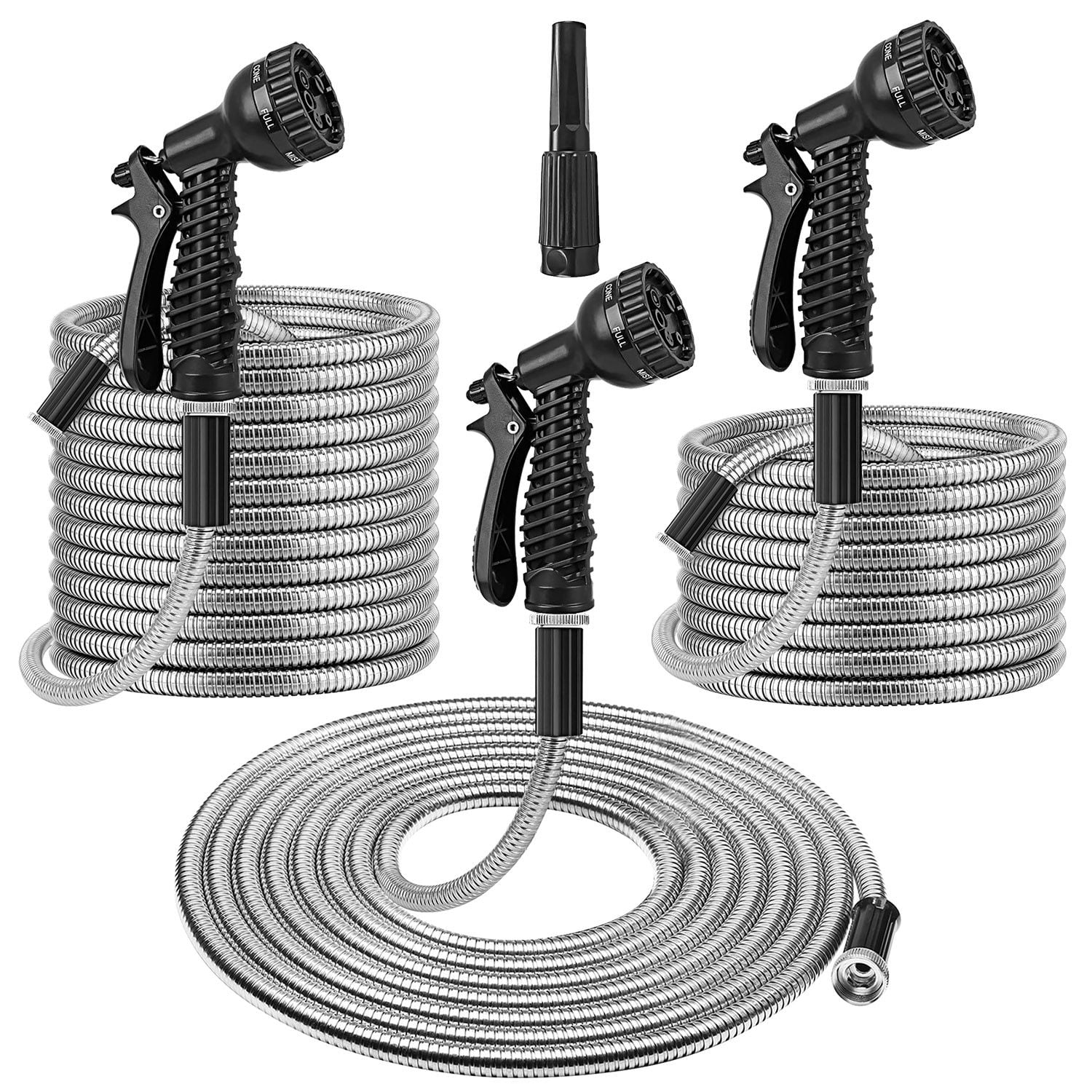 Heavy Duty Stainless Steel Garden Hose Set iMounTEK Garden Watering Kit w/ 2 Nozzles 12 Patterns