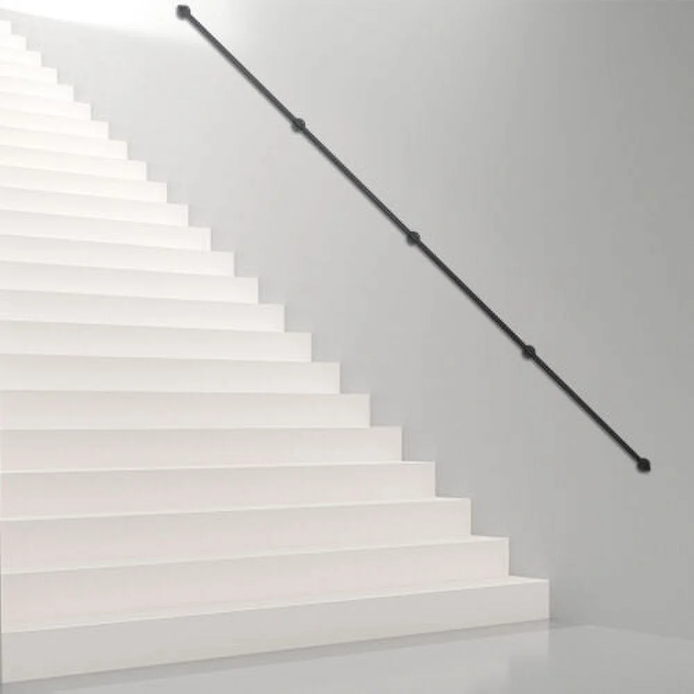 4Pcs 14FT Industrial Black Pipe Stair Handrail Staircase Handrail Wall Mount