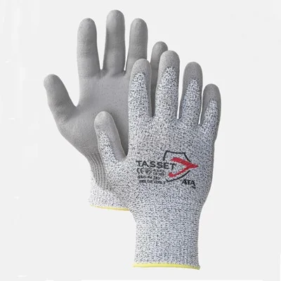 WPP - Tasset - 960 Gray Polyurethane Palm Coated UHMWPE Knit Level 3 Cut Resistant Gloves, Extra Small (4 Pairs)