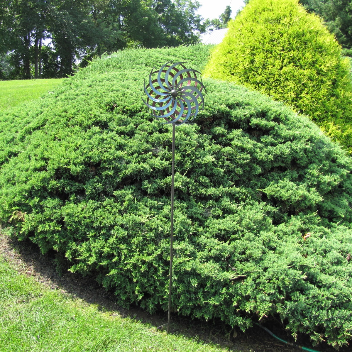 Metal Double Pinwheel Lawn Garden Wind Spinner Kinetic Outdoor Yard Decor