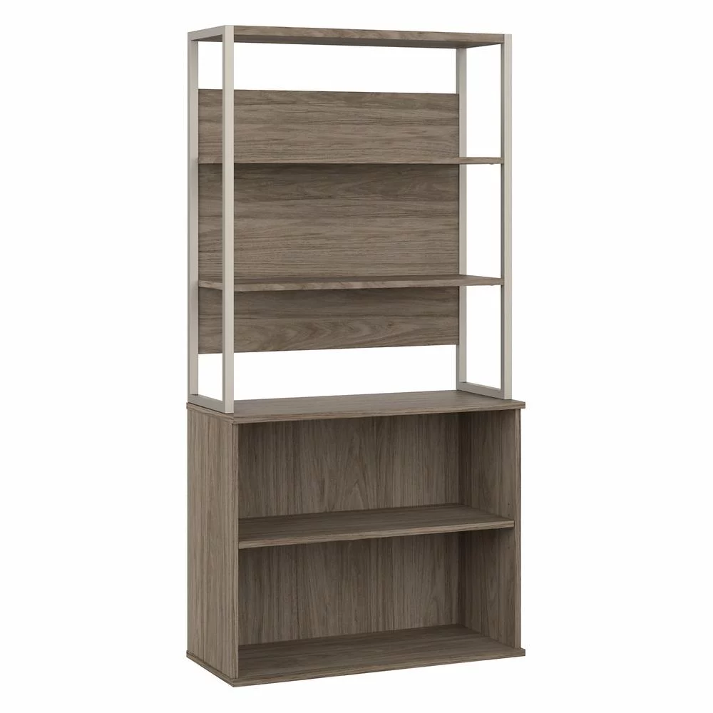 Hybrid Tall Etagere Bookcase in Modern Hickory - Engineered Wood