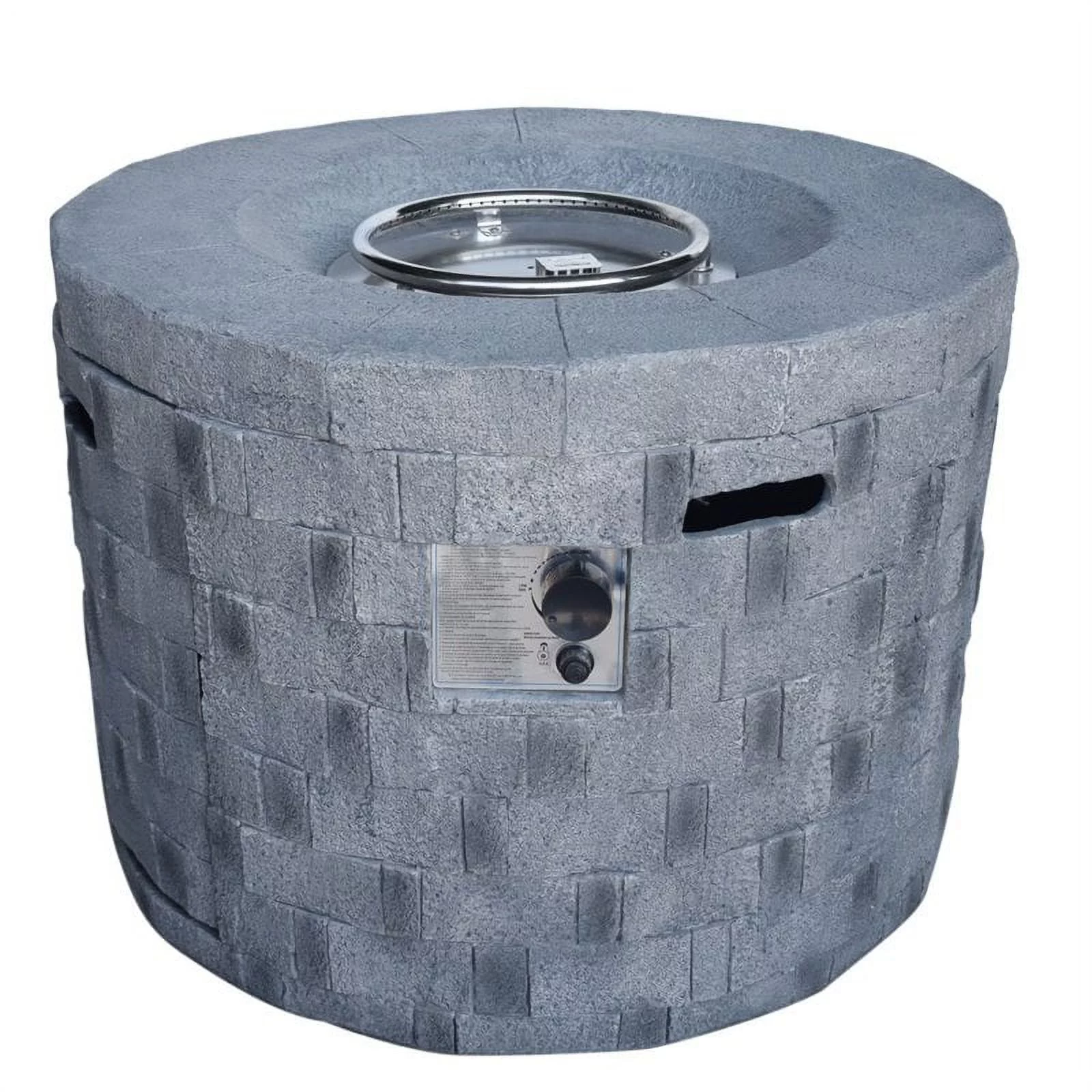 Noble House Dino Lightweight Concrete Circular Fire Pit in Gray