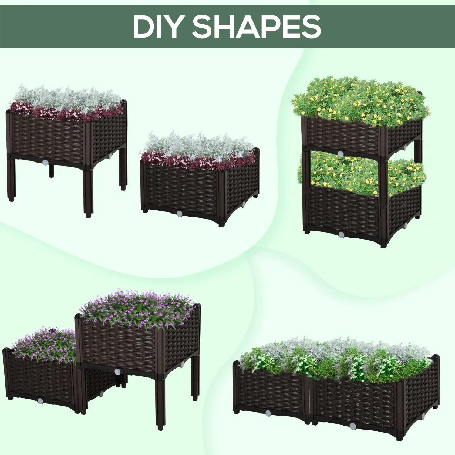 DremFaryoyo 2 Piece Raised Garden Bed with Legs  Self-Watering Planter Box Raised Bed to Grow Flowers  Herbs & Vegetables  Gray