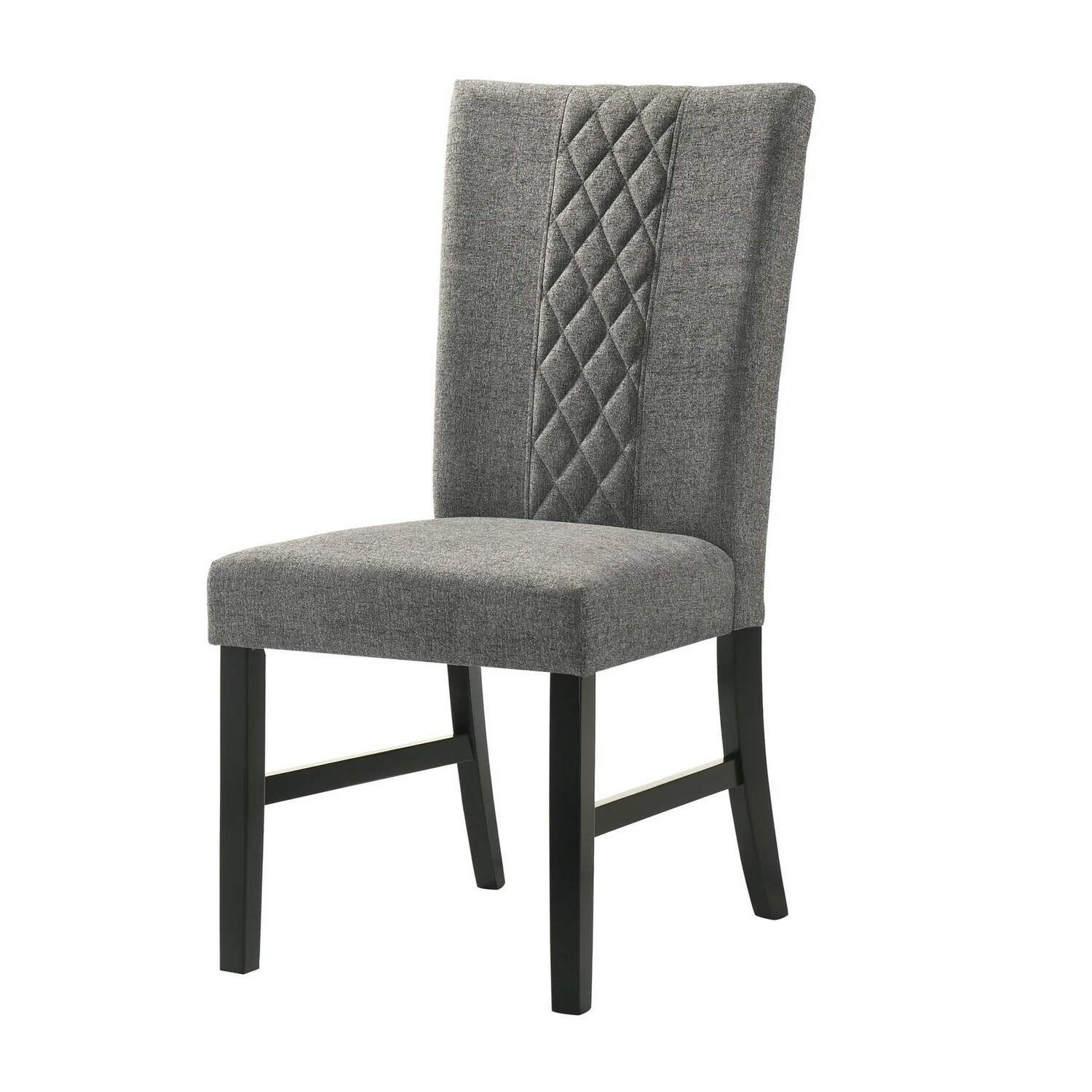 Benjara Nicole 26 Inch Side Chair Set of 2, Wood Frame, Fabric Upholstery, Gray