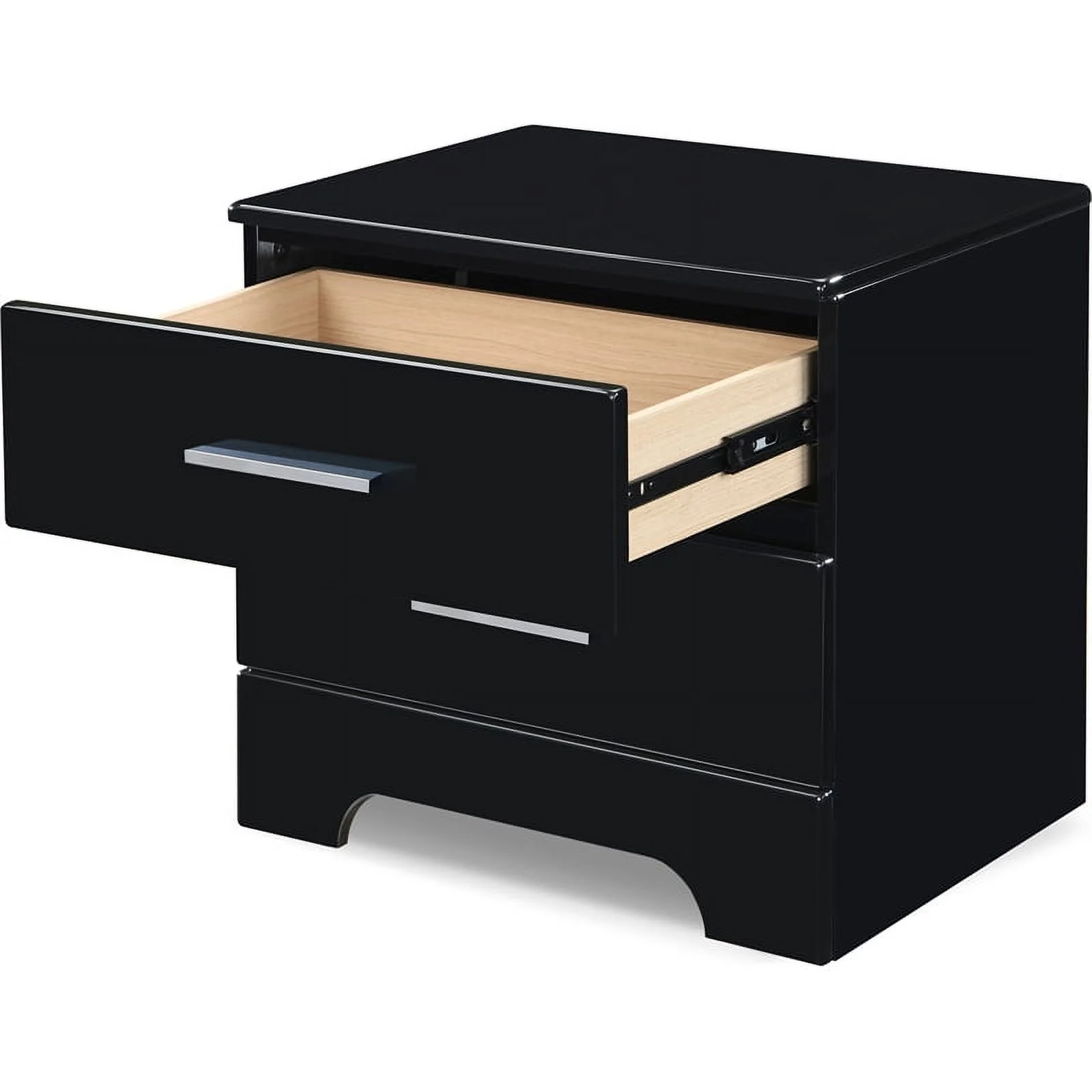 Home Square 2 Drawer Wood Nightstand in Black Finish - Set of 2